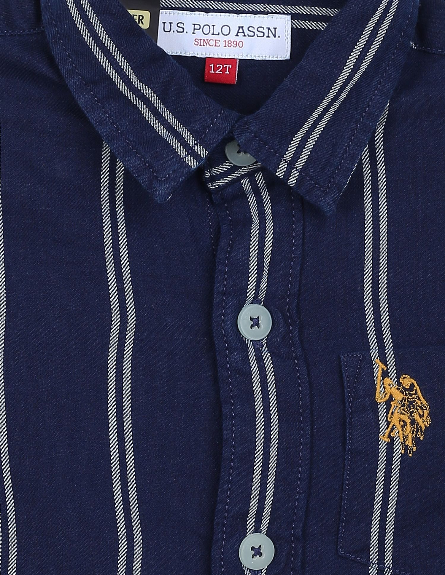 Vertical Stripe Cotton Shirt Navy - U.S. POLO ASSN. | Large