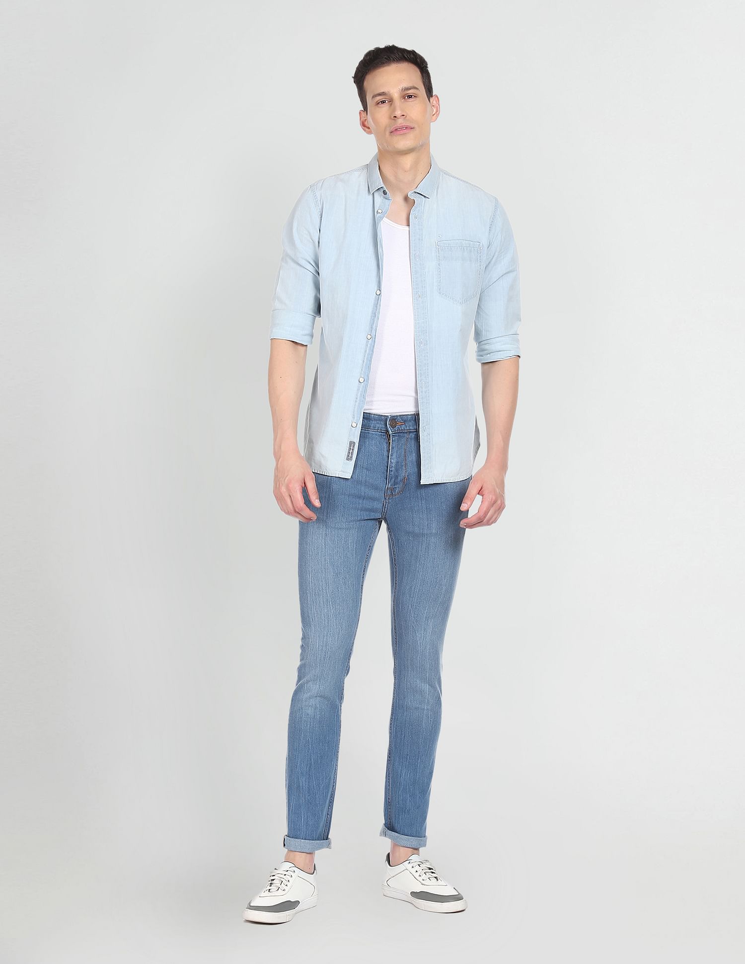 Regallo Skinny Fit Stone Wash Jeans Blue - U.S. Polo Assn. India | Large