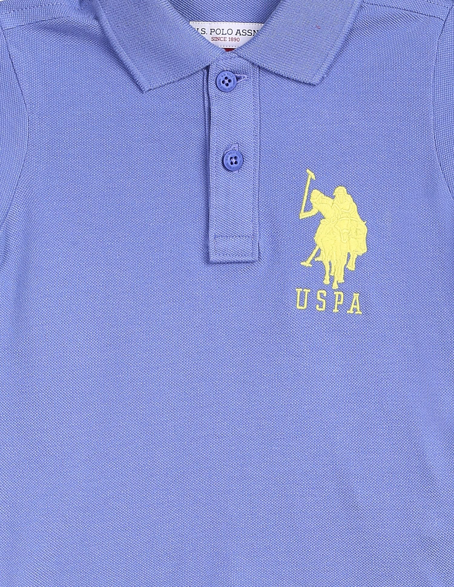 Ribbed Collar Cotton Polo Shirt Purple - U.S. Polo Assn. India | Large