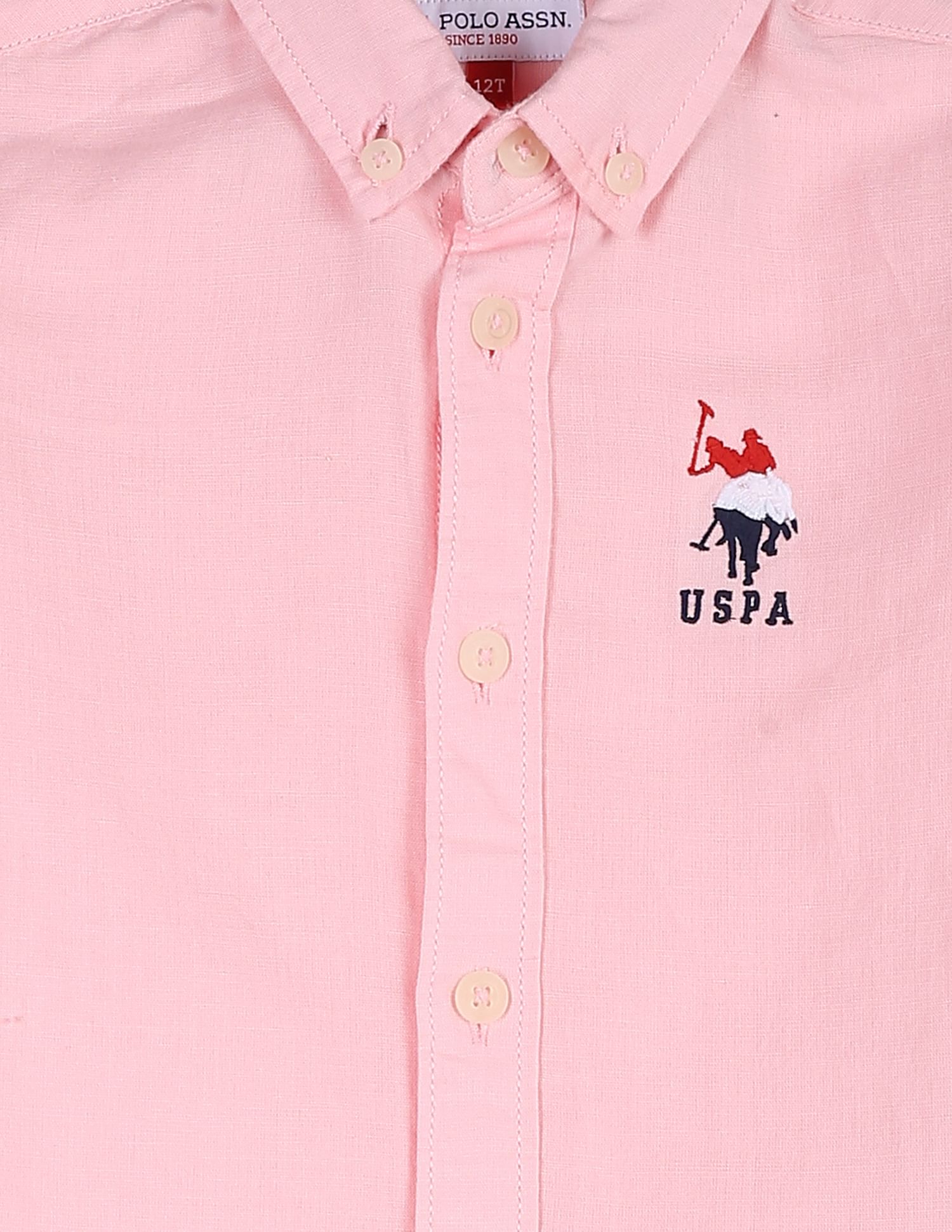 Cotton Linen Solid Shirt Pink - U.S. Polo Assn. India | Large