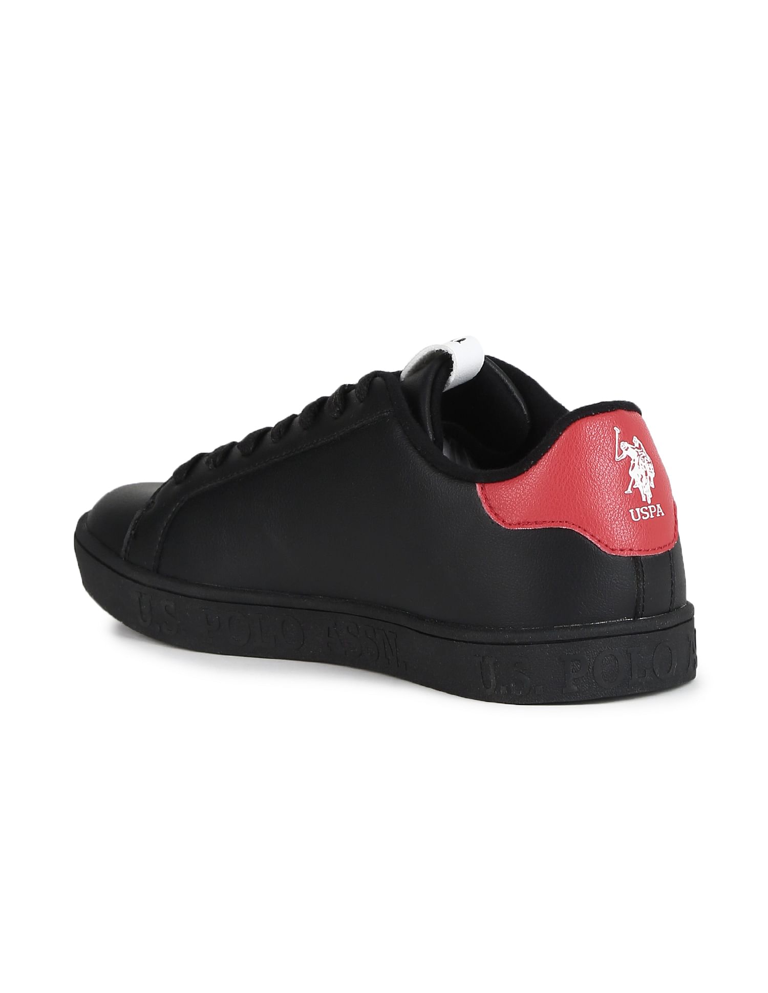 Men Brand Stripe Round Toe Glinton Sneakers Black - U.S. Polo Assn. India | Large