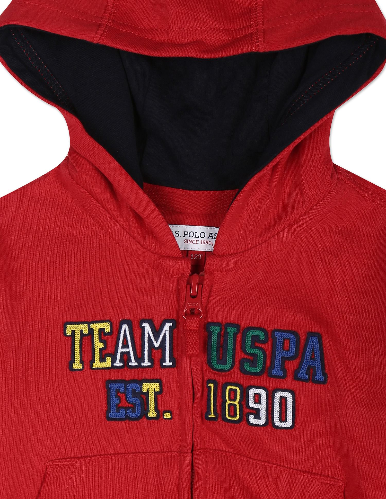 Hooded Appliqued Cotton Sweatshirt Red - U.S. POLO ASSN. | Large
