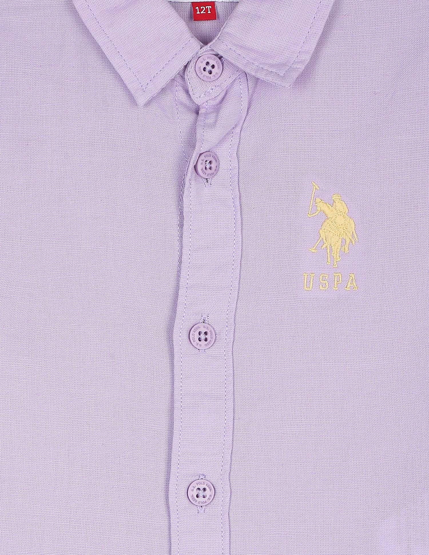Embroidered Logo Solid Shirt Purple - U.S. POLO ASSN. | Large