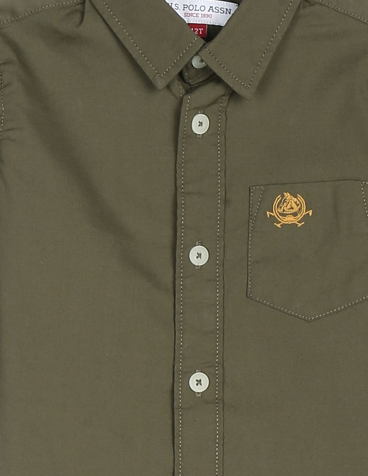 Patch Pocket Solid Shirt Olive - U.S. POLO ASSN. | Large