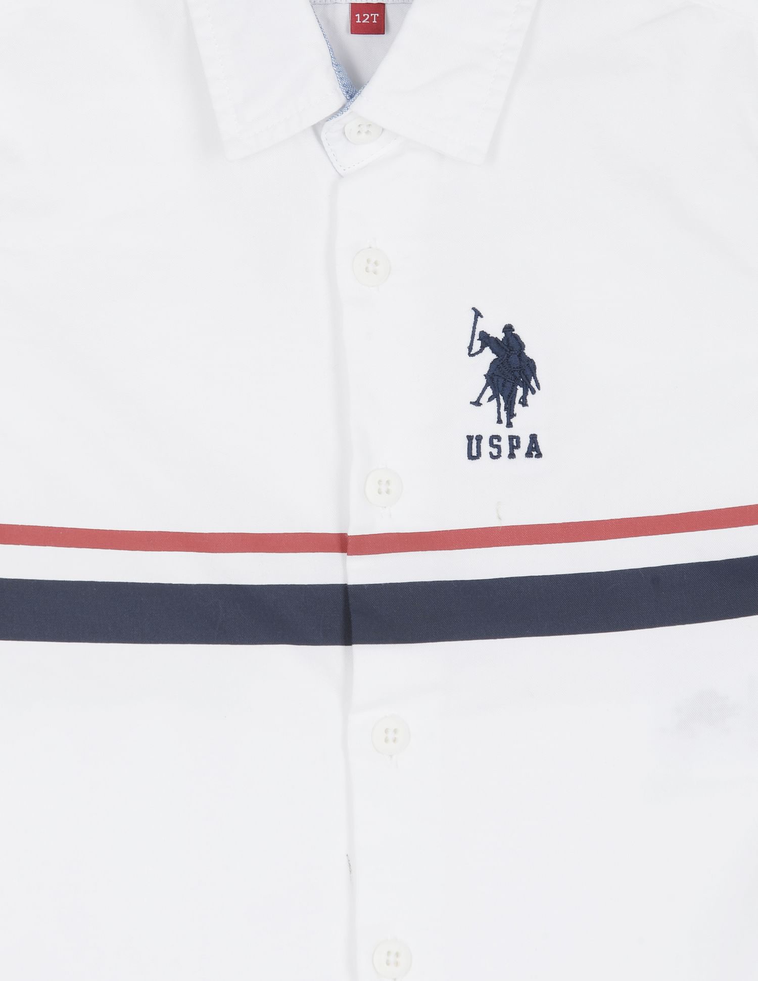 Horizontal Stripe Twill Weave Shirt White - U.S. POLO ASSN. | Large