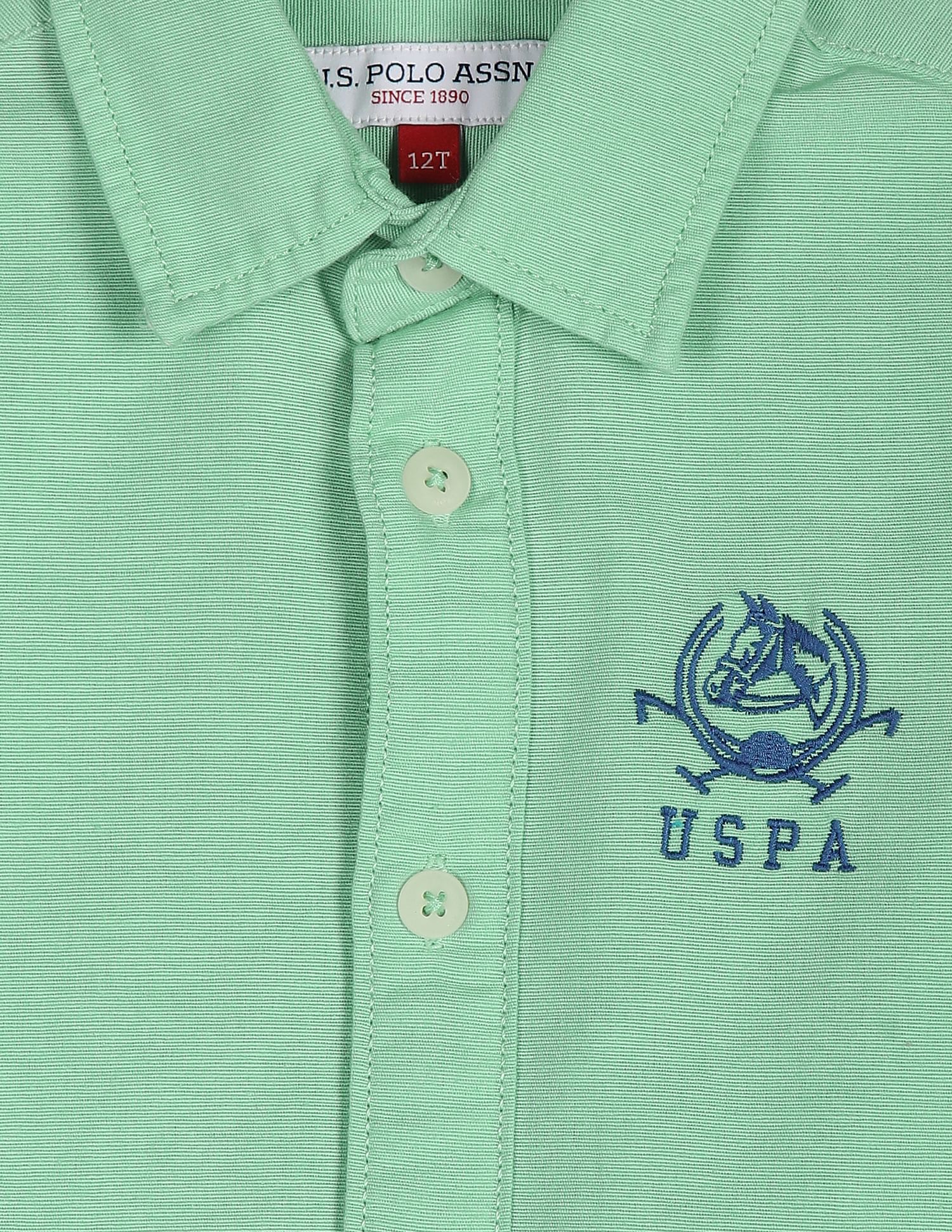 Pure Cotton Solid Shirt Mint - U.S. Polo Assn. India | Large