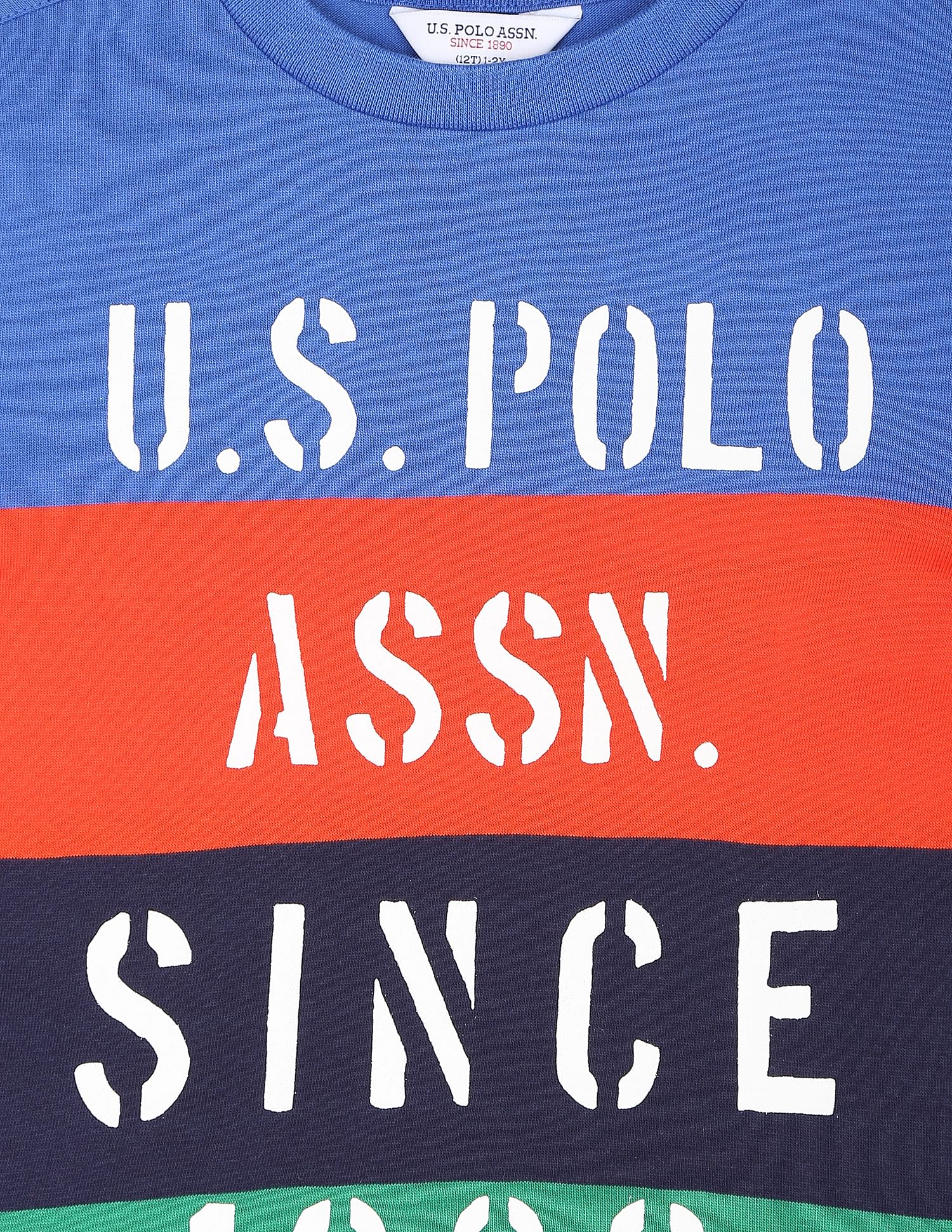 Boys Colour Block Crew Neck T-Shirt Blue, Red and Green - U.S. POLO ASSN. | Large