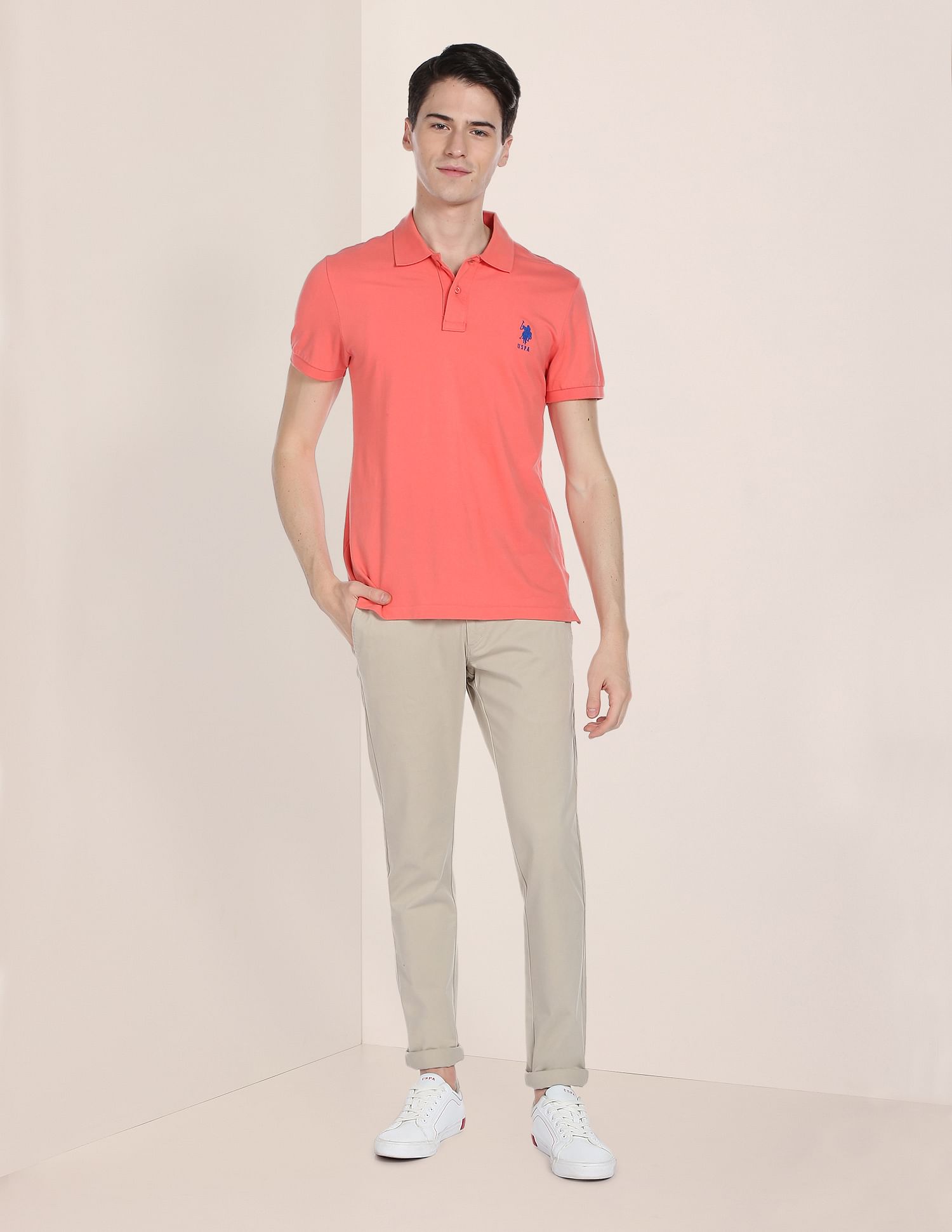 Austin Trim Fit Stretch Chinos Stone - U.S. POLO ASSN. | Large