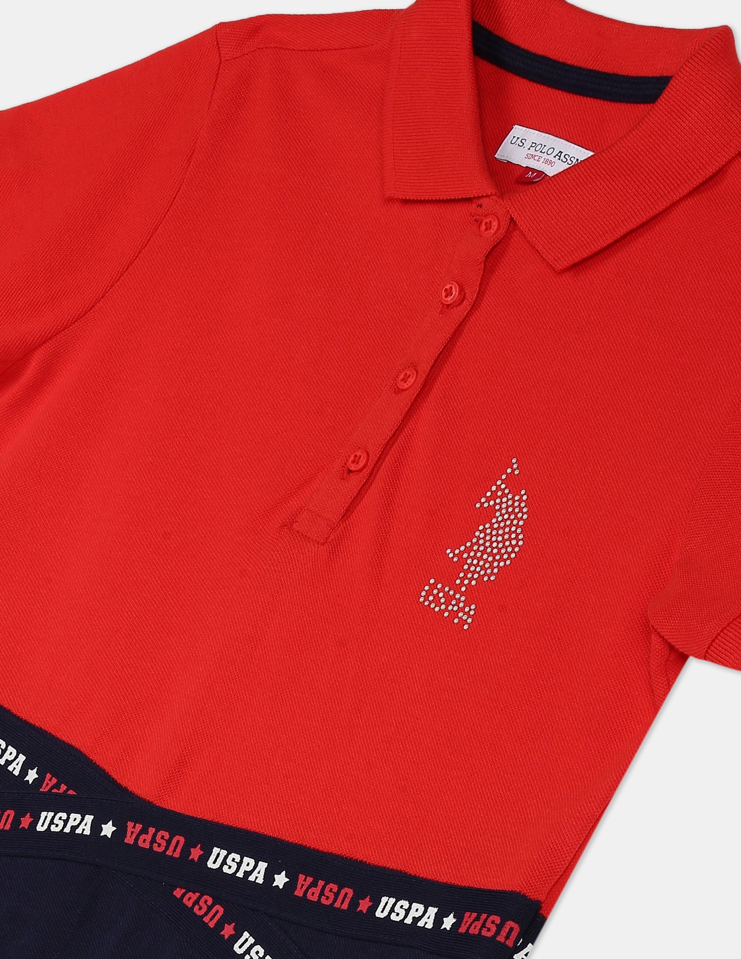 Girls Red And Navy Brand Tape Colour Block T-Shirt Dress Red and Navy - U.S. POLO ASSN. | Large