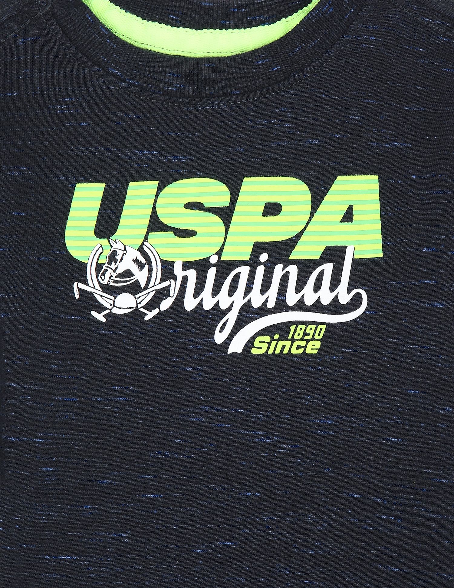 Brand Print Crew Neck Sweatshirt Black - U.S. POLO ASSN. | Large