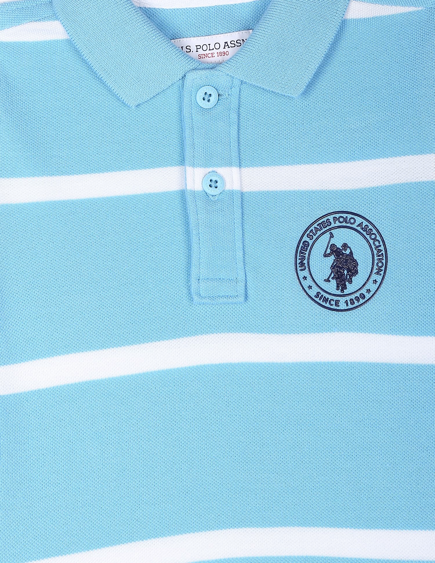 Iconic Horizontal Stripe Polo Shirt Light Blue - U.S. POLO ASSN. | Large