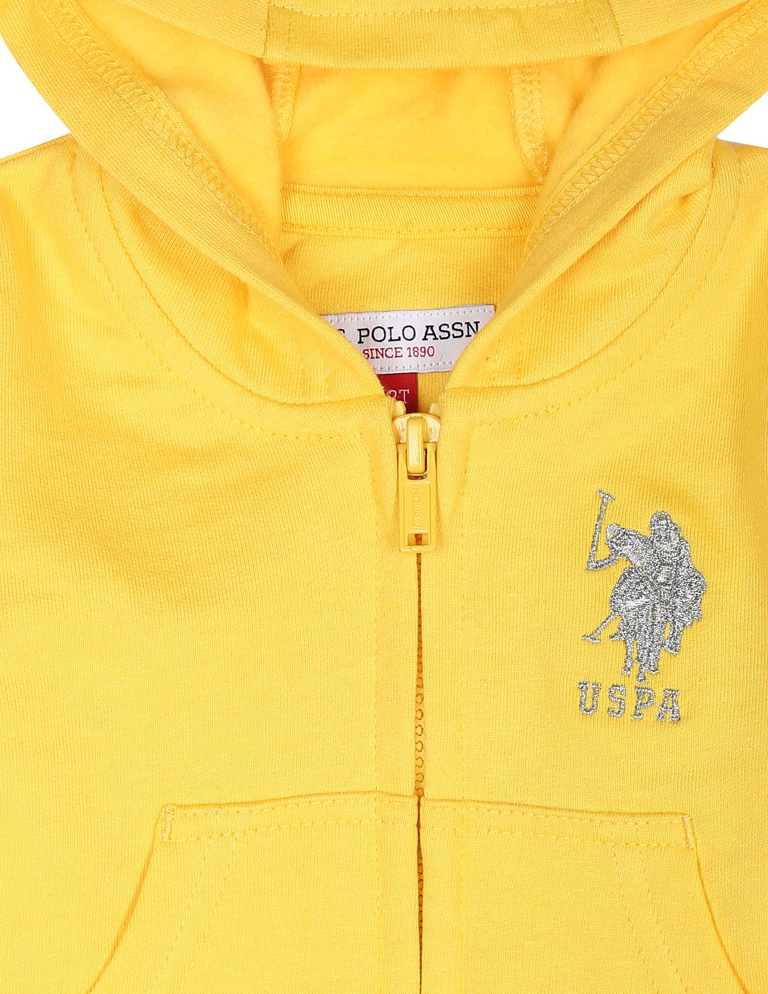 Brand Tape Hooded Sweatshirt Yellow - U.S. Polo Assn. India | Large