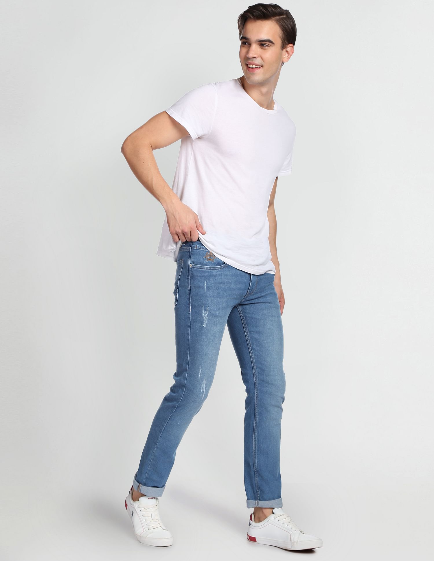 Regallo Skinny Fit Stone Wash Jeans Blue - U.S. Polo Assn. India | Large