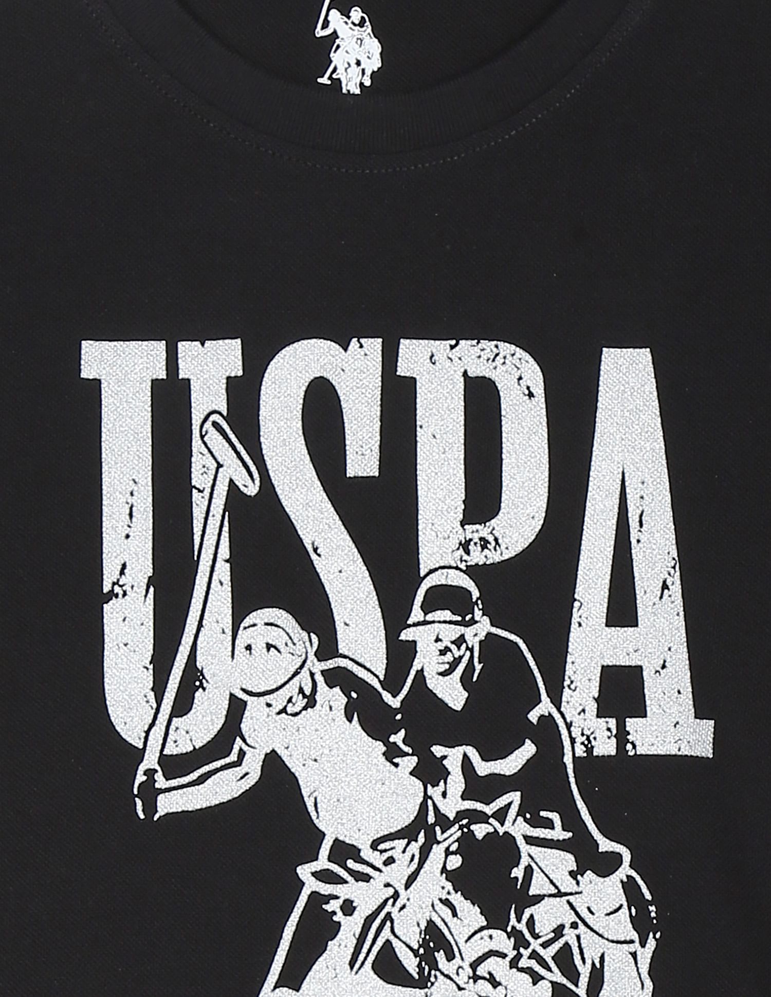 Crew Neck Brand Print T-Shirt Black - U.S. POLO ASSN. | Large
