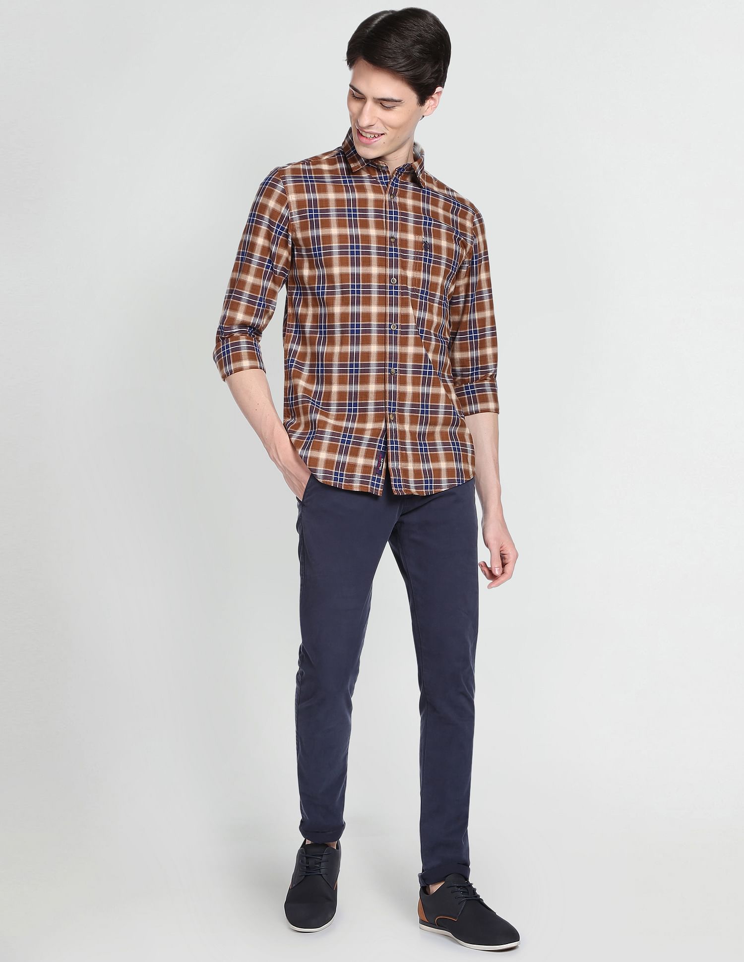 Outdoor Check Twill Shirt Brown - U.S. Polo Assn. India | Large
