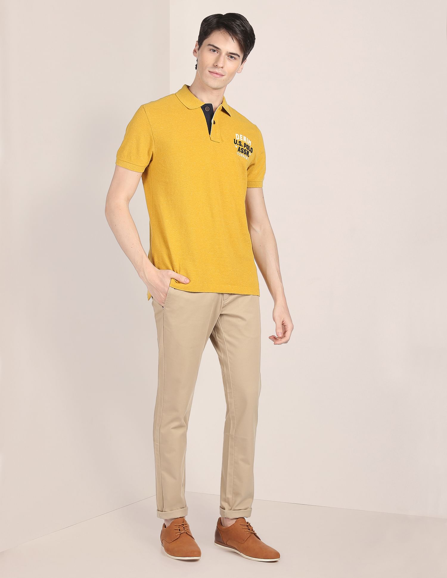 Mid Rise Twill Casual Trousers Khaki - U.S. POLO ASSN. | Large