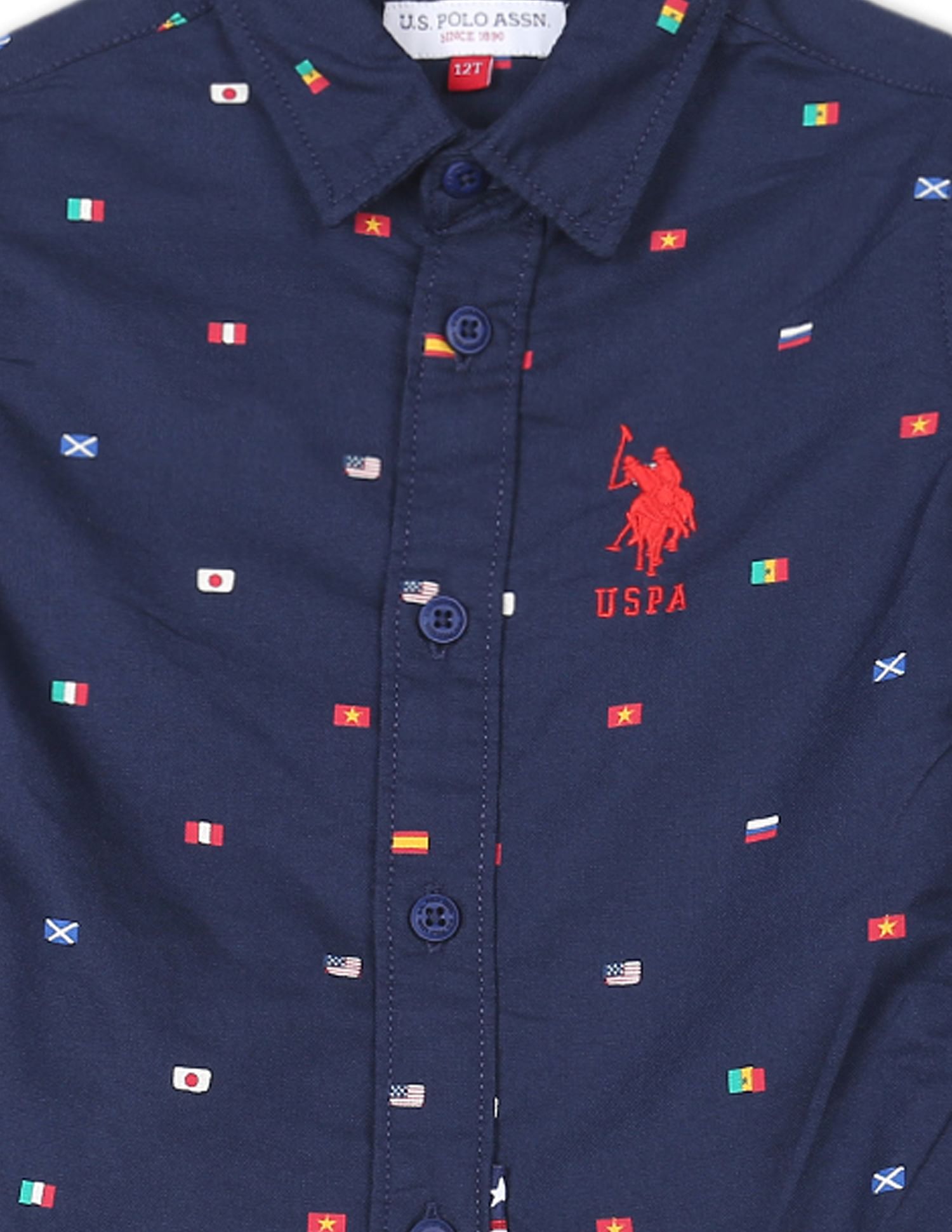 Spread Collar Printed Shirt Navy - U.S. POLO ASSN. | Large