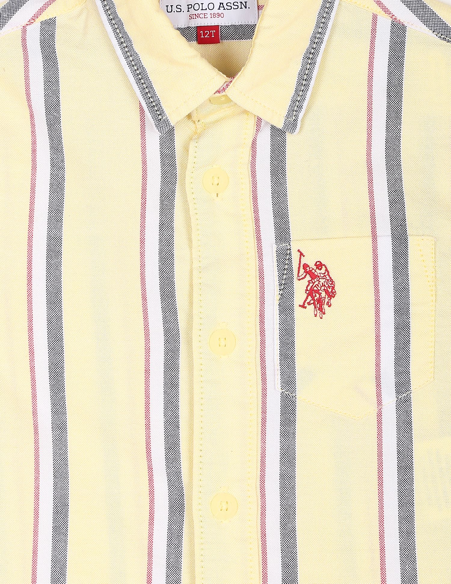 Vertical Stripe Oxford Shirt Yellow - U.S. Polo Assn. India | Large