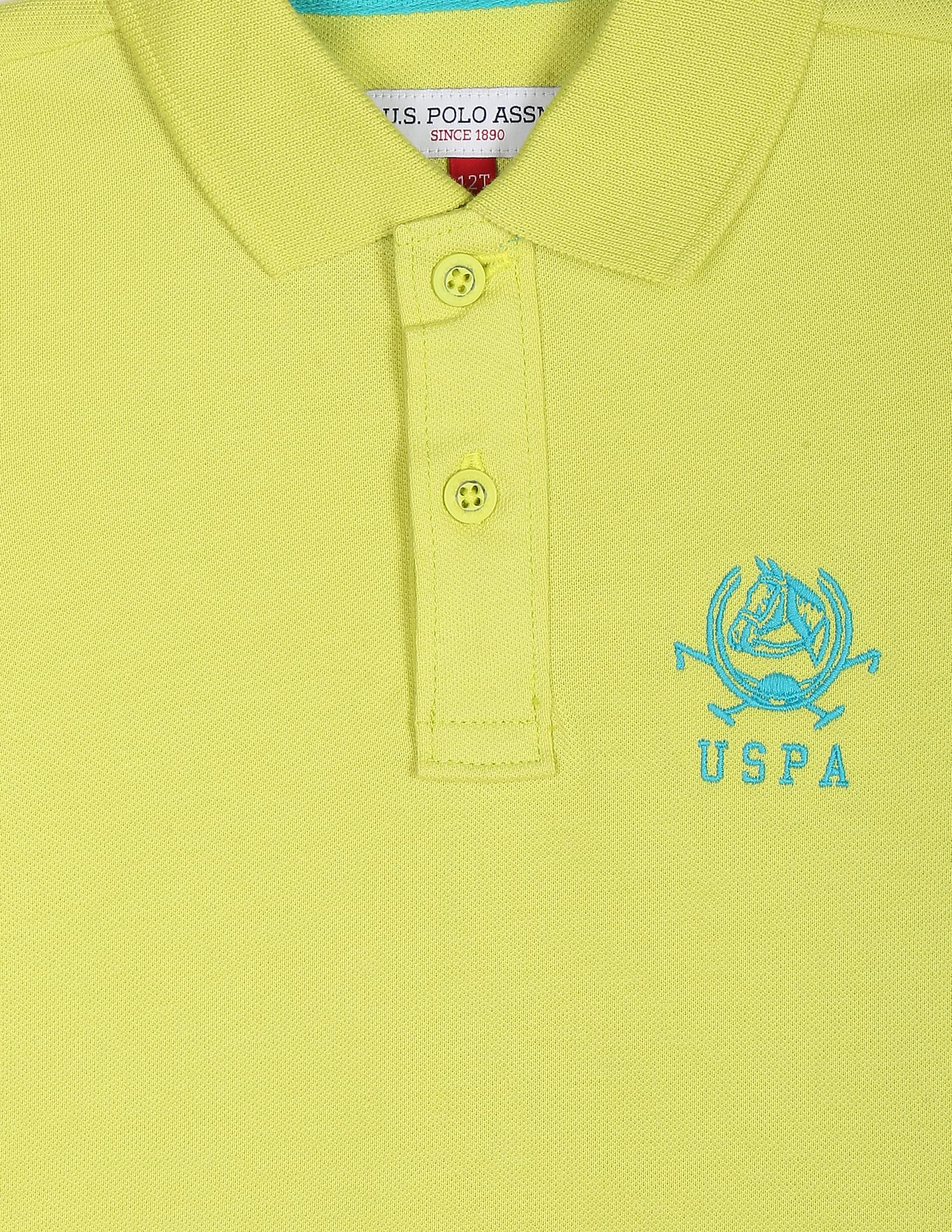 Solid Cotton Pique Polo Shirt Parrot Green - U.S. POLO ASSN. | Large