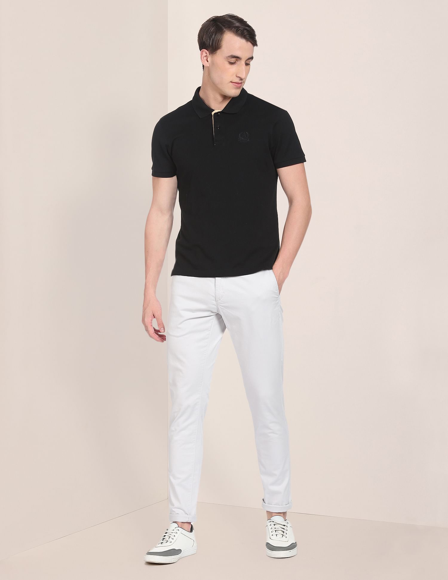 Solid Cotton Stretch Chinos Light Grey - U.S. POLO ASSN. | Large