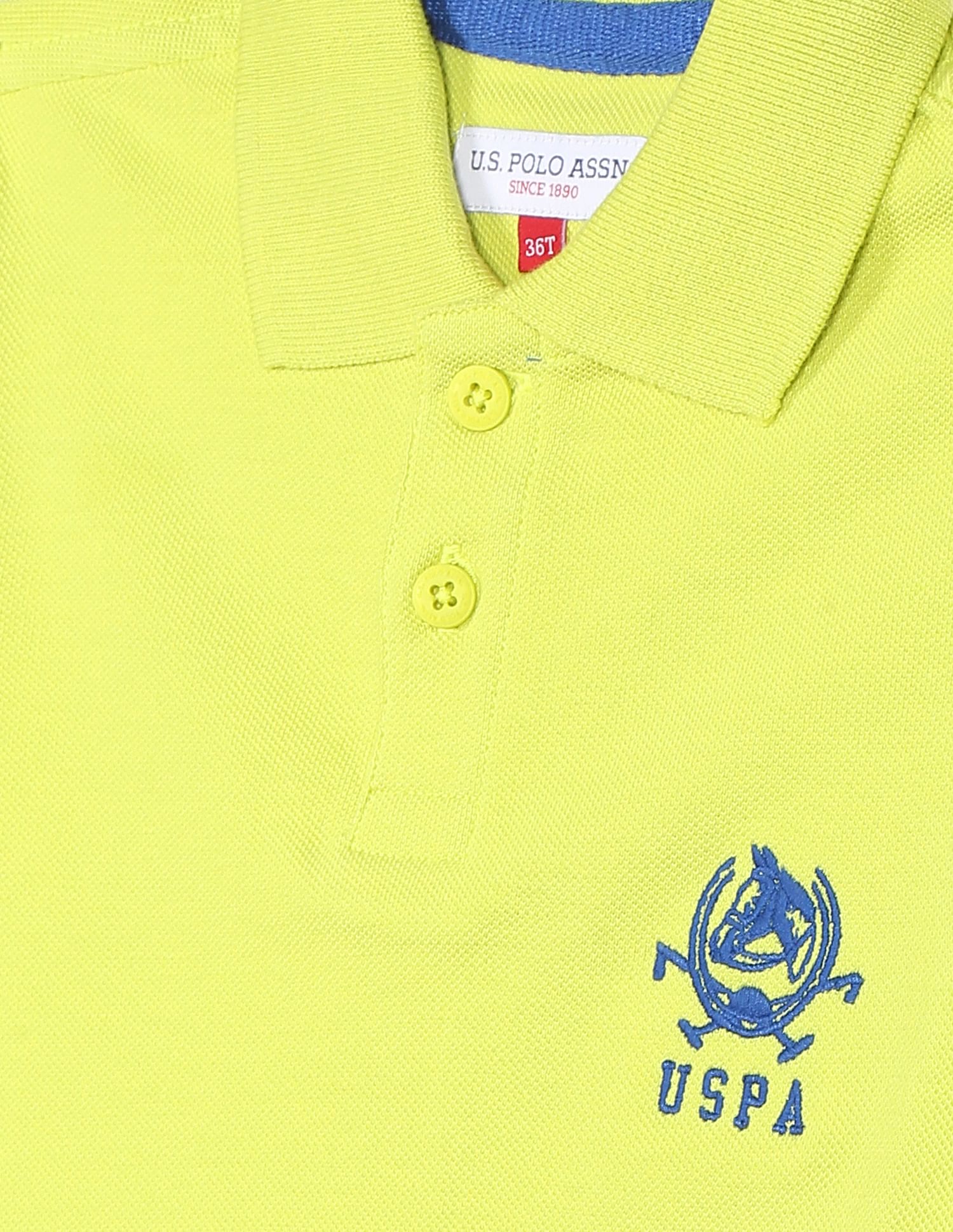 Boys Yellow Solid Pique Polo Shirt Yellow - U.S. Polo Assn. India | Large