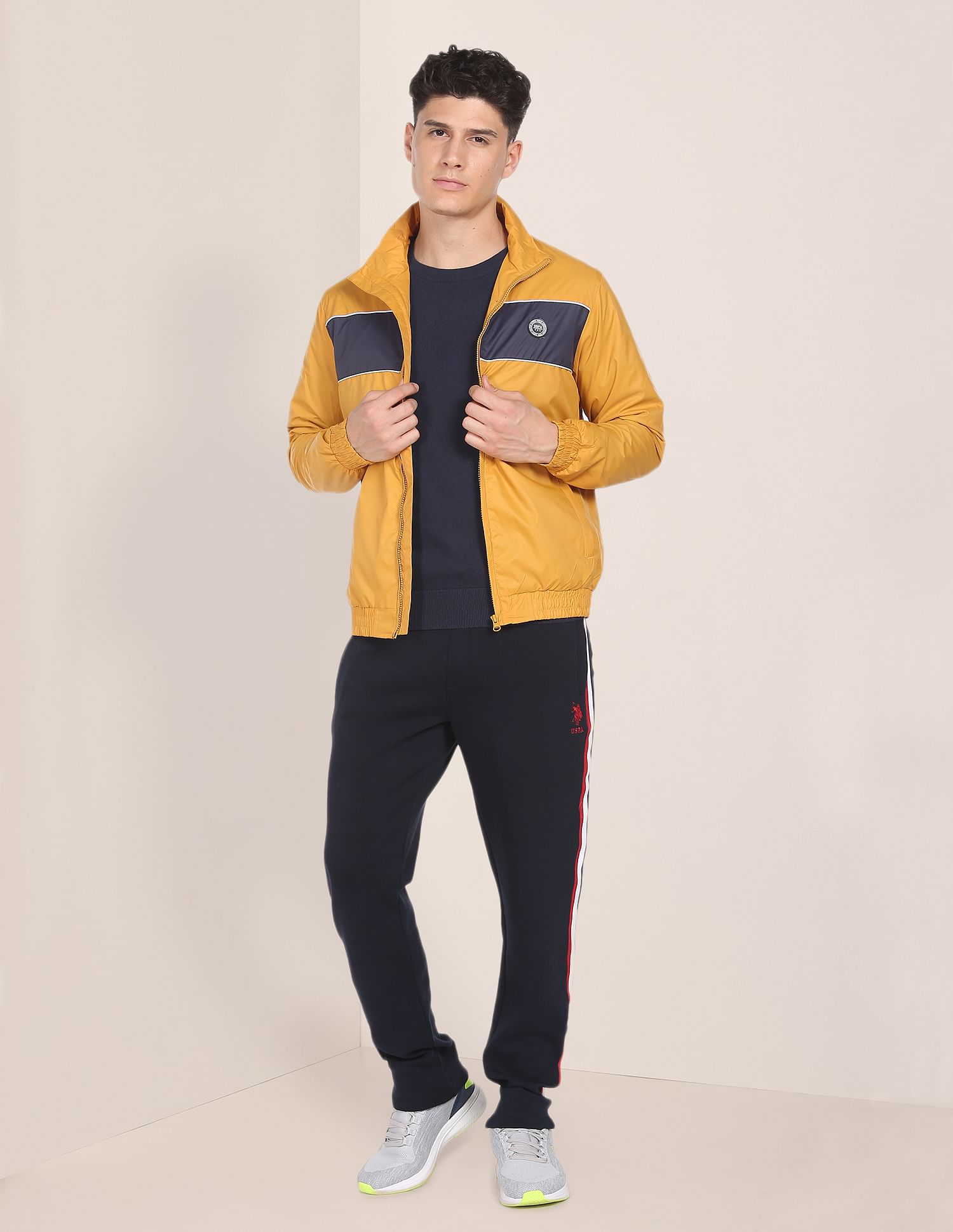 Colour Block Polyester Jacket Mustard - U.S. POLO ASSN. | Large