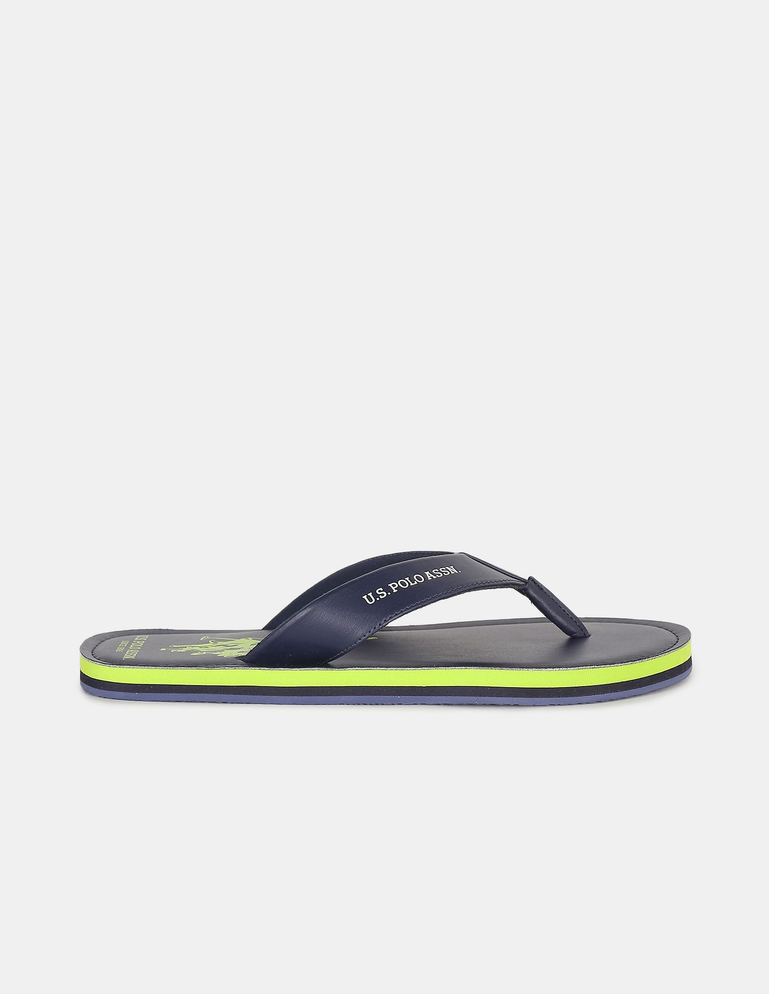 V-Strap Brand Print Non-Skid Irling Flip Flops Navy - U.S. Polo Assn. India | Large