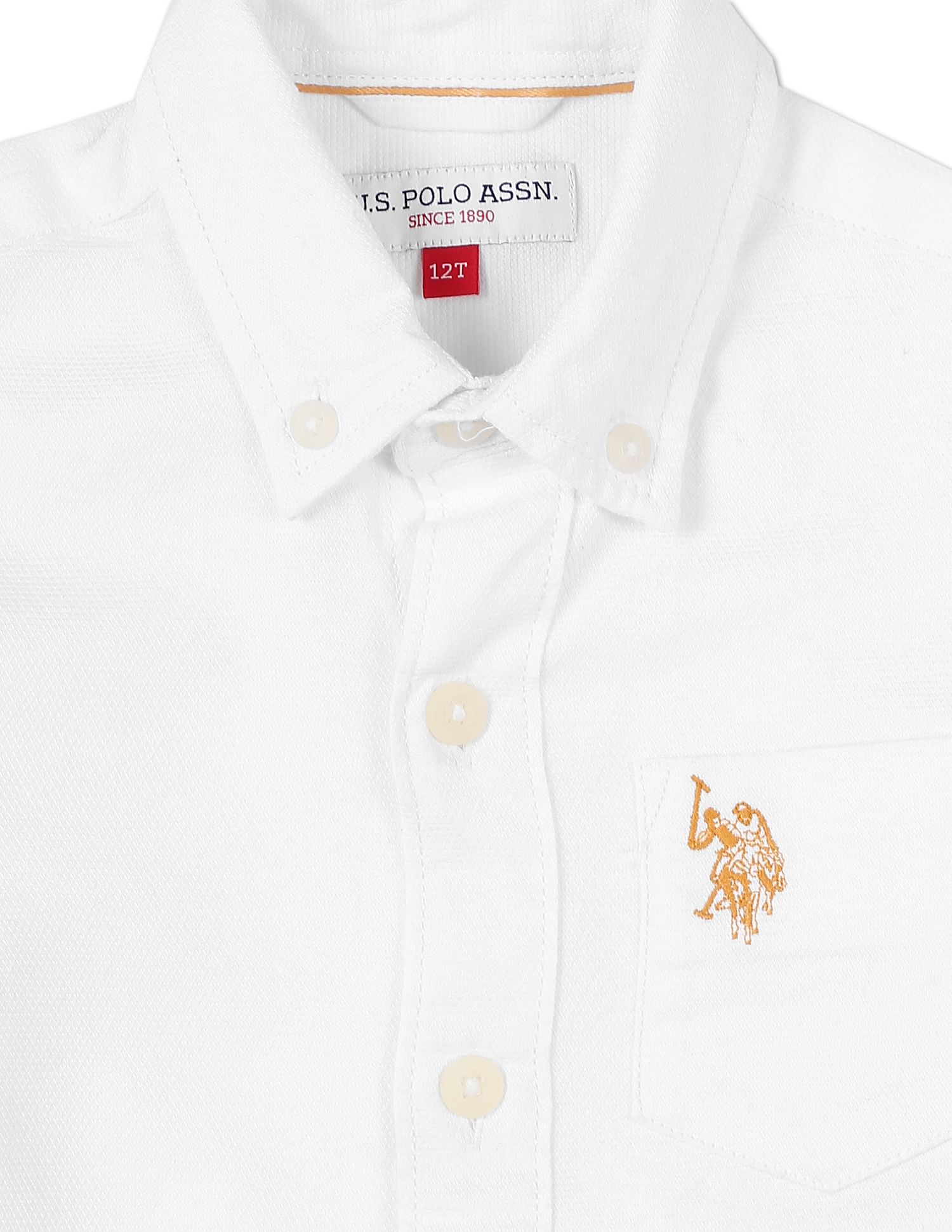 Button Down Collar Cotton Shirt White - U.S. Polo Assn. India | Large