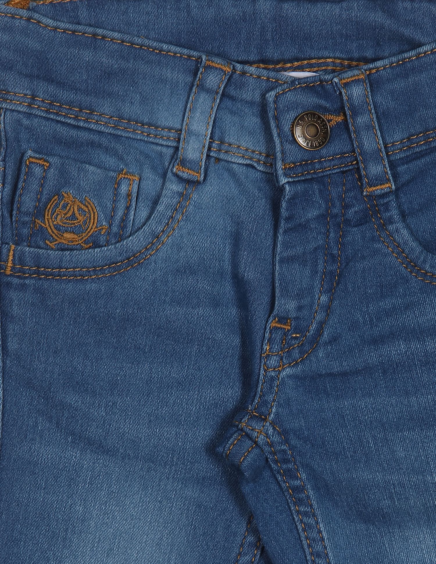 Boys Blue Stone Wash Skinny Fit Jeans Blue - U.S. Polo Assn. India | Large