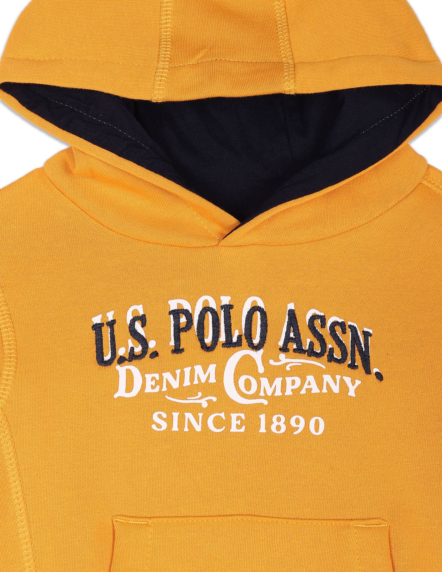 Boys Dark Yellow Brand Print Hooded Sweatshirt Dark Yellow - U.S. POLO ASSN. | Large