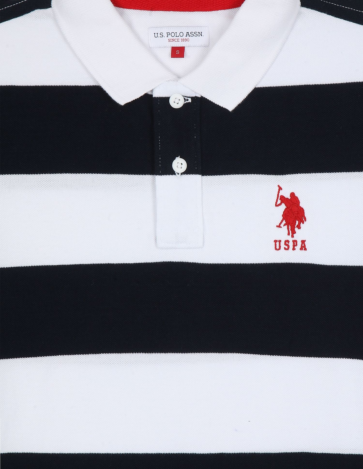 Horizontal Stripe Cotton Polo Shirt Navy - U.S. POLO ASSN. | Large