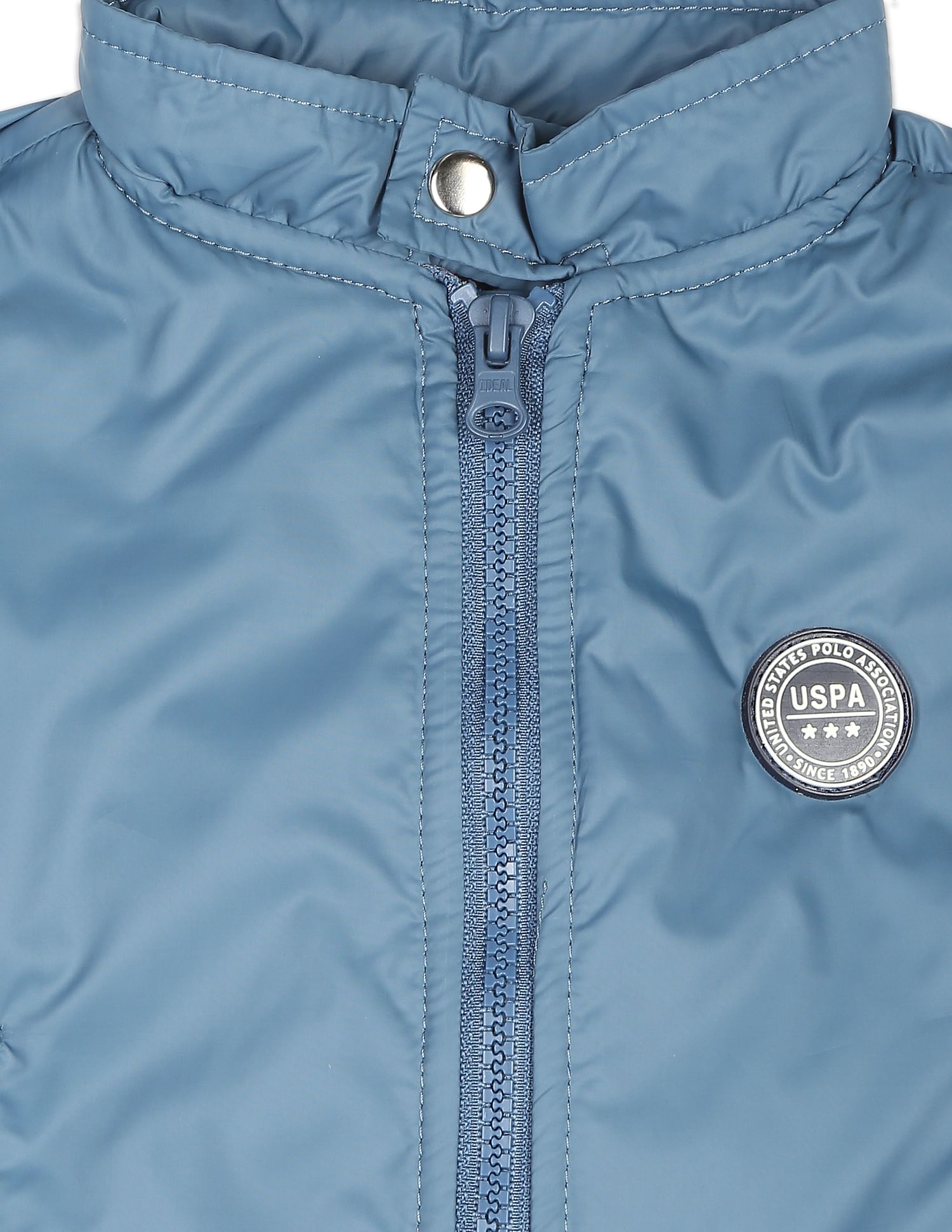 Boys Blue Long Sleeve High Neck Casual Jacket Blue - U.S. POLO ASSN. | Large