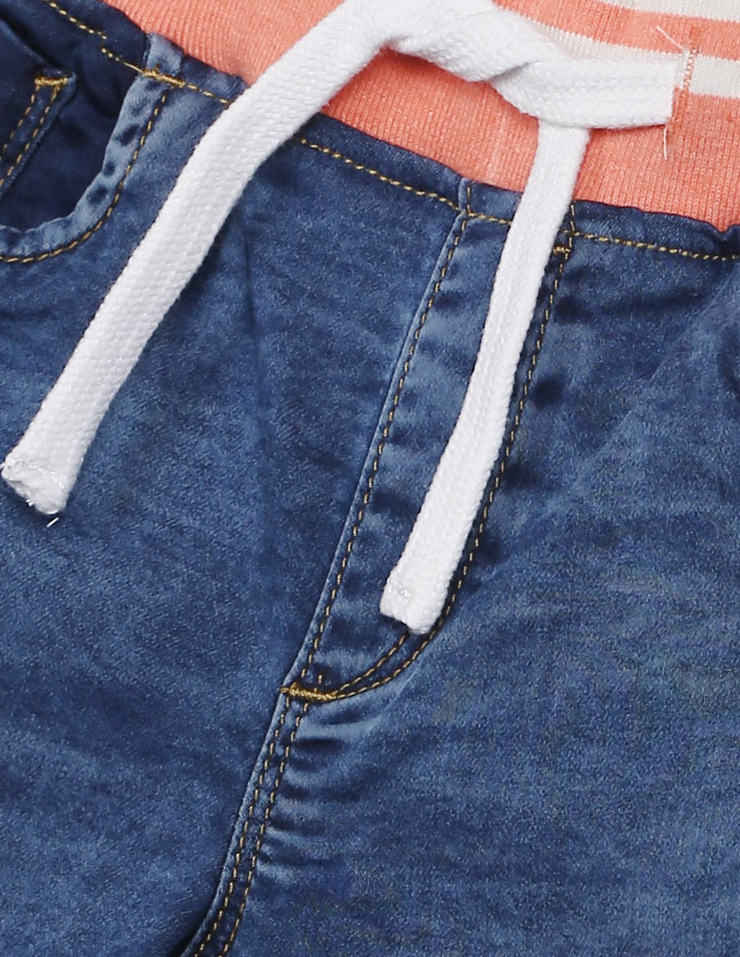 Drawstring Waist Washed Denim Shorts Dark Blue - U.S. POLO ASSN. | Large