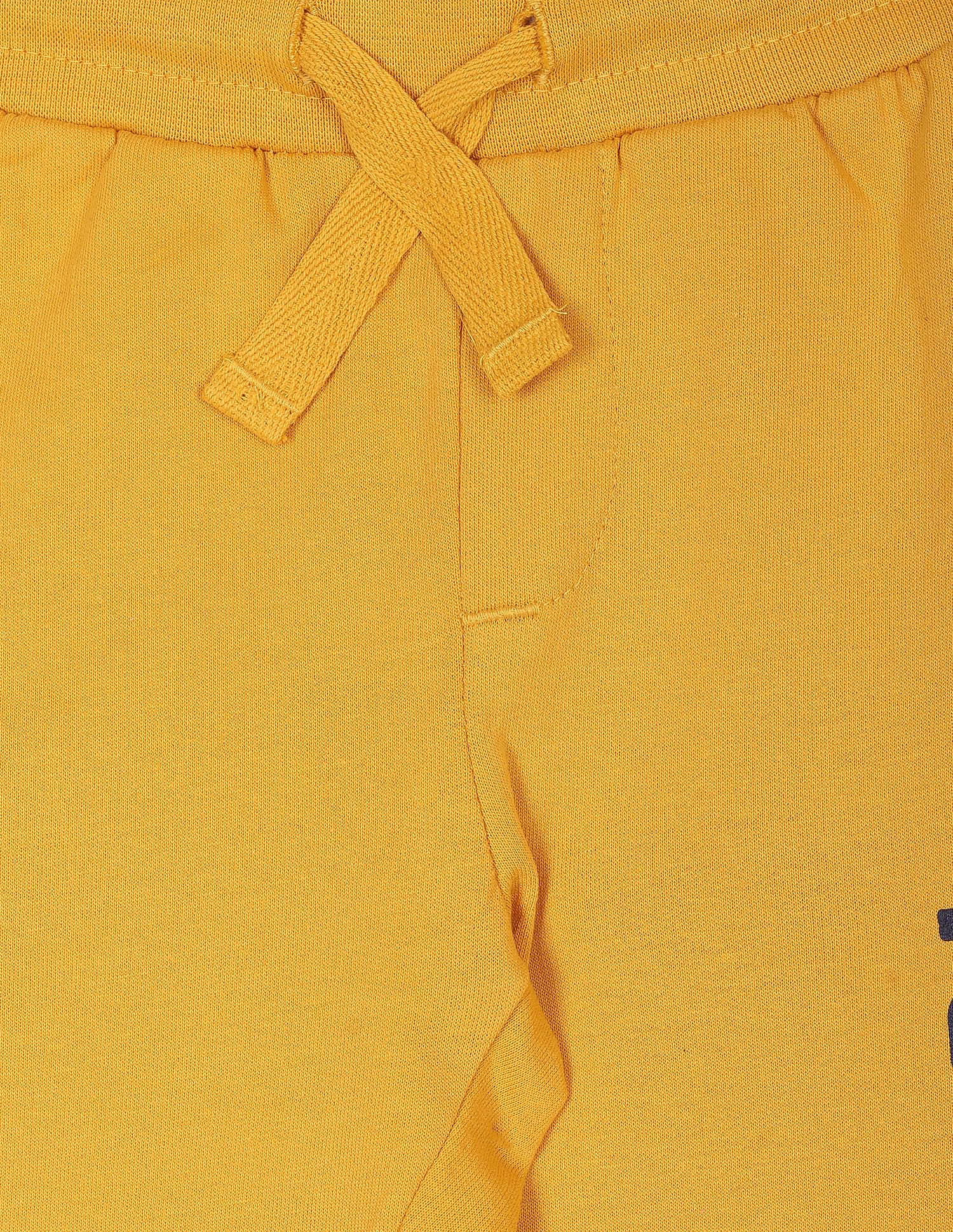 Boys Yellow Drawstring Waist Brand Print Joggers Dark Yellow - U.S. Polo Assn. India | Large