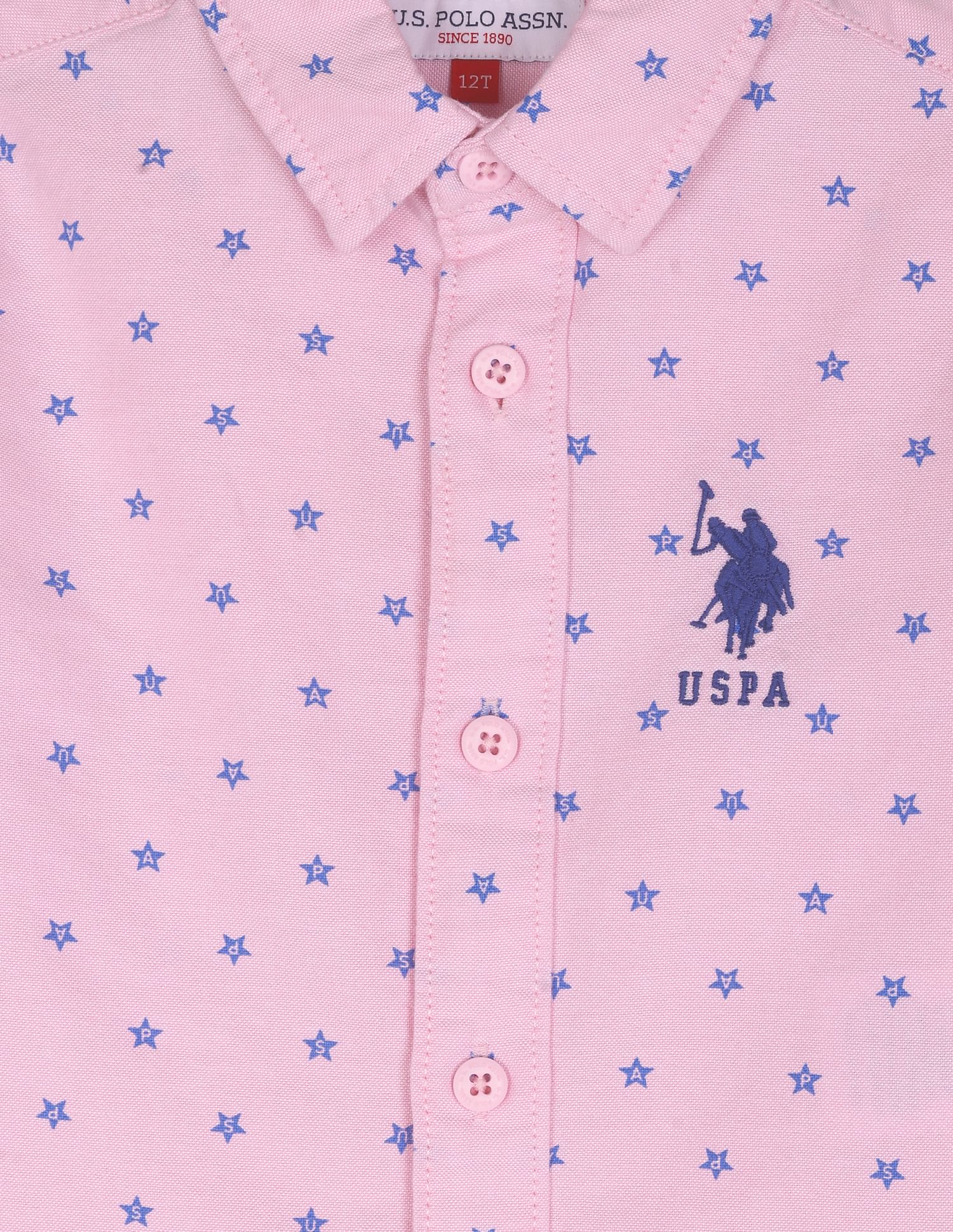 Geometric Print Oxford Shirt Light Pink - U.S. POLO ASSN. | Large