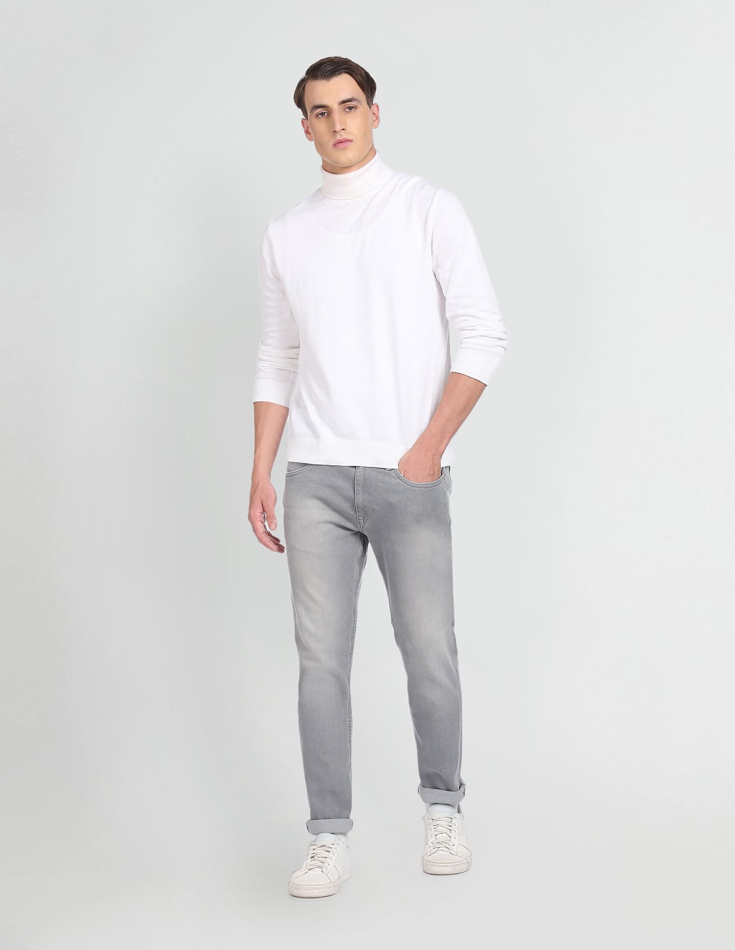 Stone Wash Brandon Slim Tapered Fit Jeans Light Grey - U.S. Polo Assn. India | Large