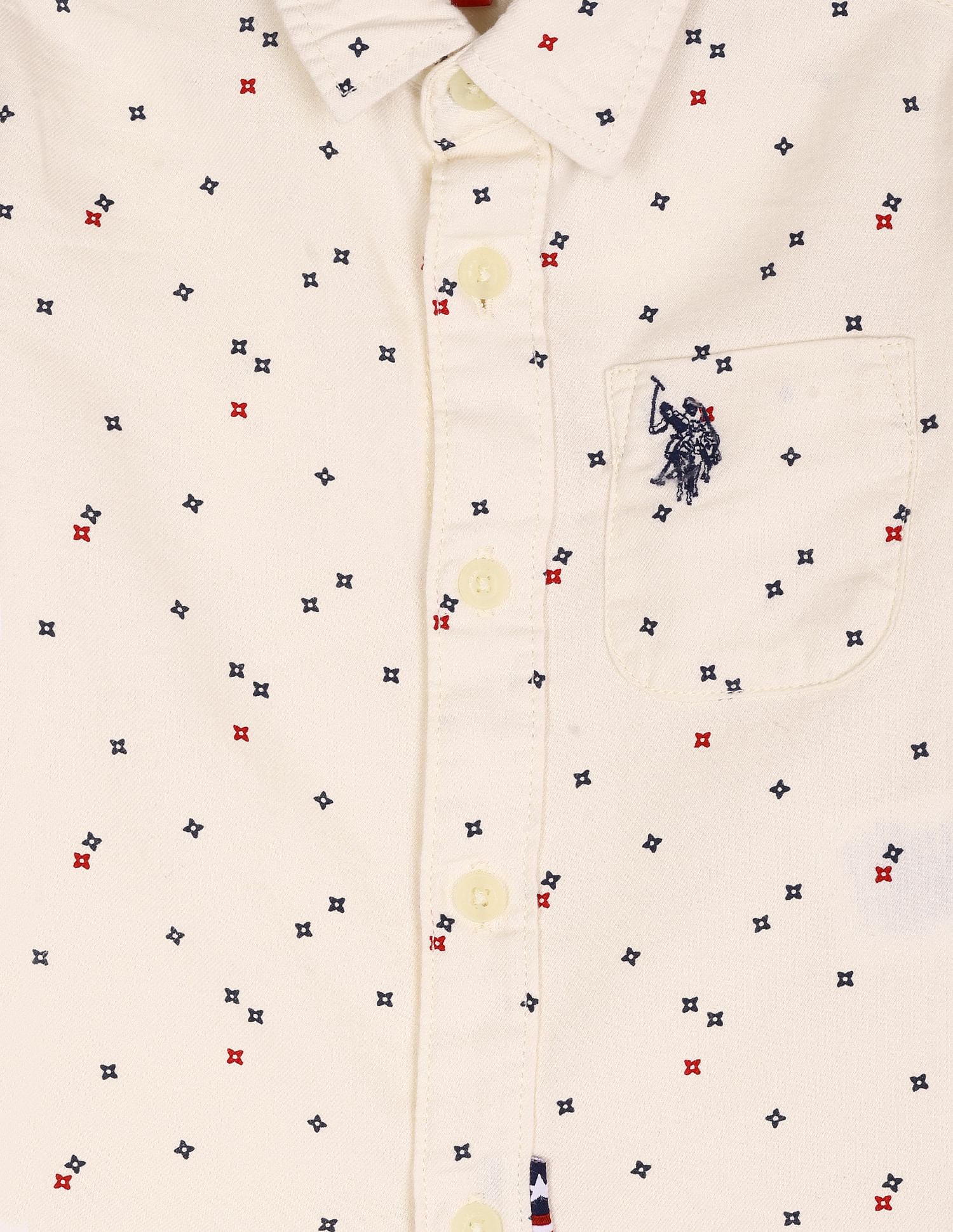 Geometric Print Twill Shirt Ecru - U.S. Polo Assn. India | Large