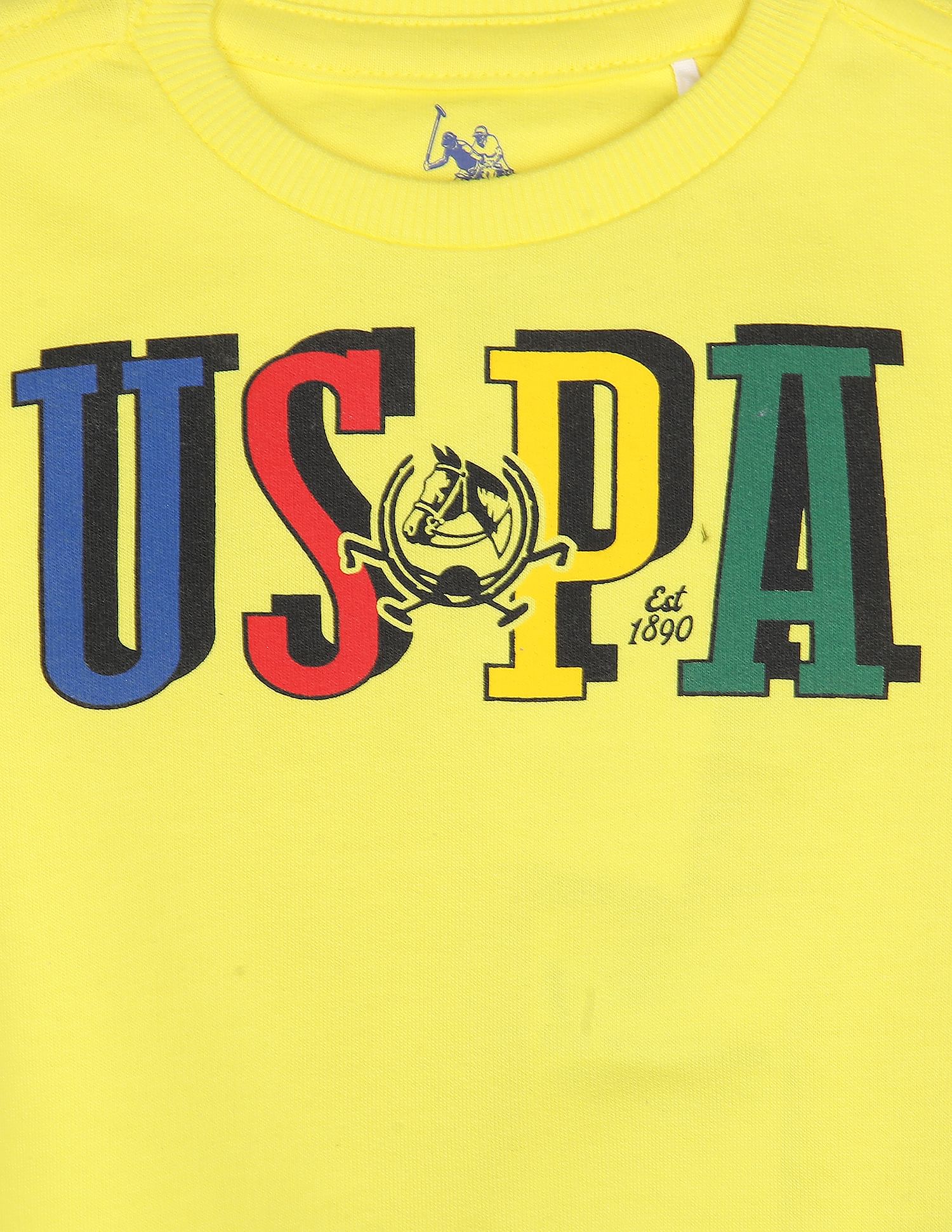 Crew Neck Brand Print Sweatshirt Yellow - U.S. Polo Assn. India | Large