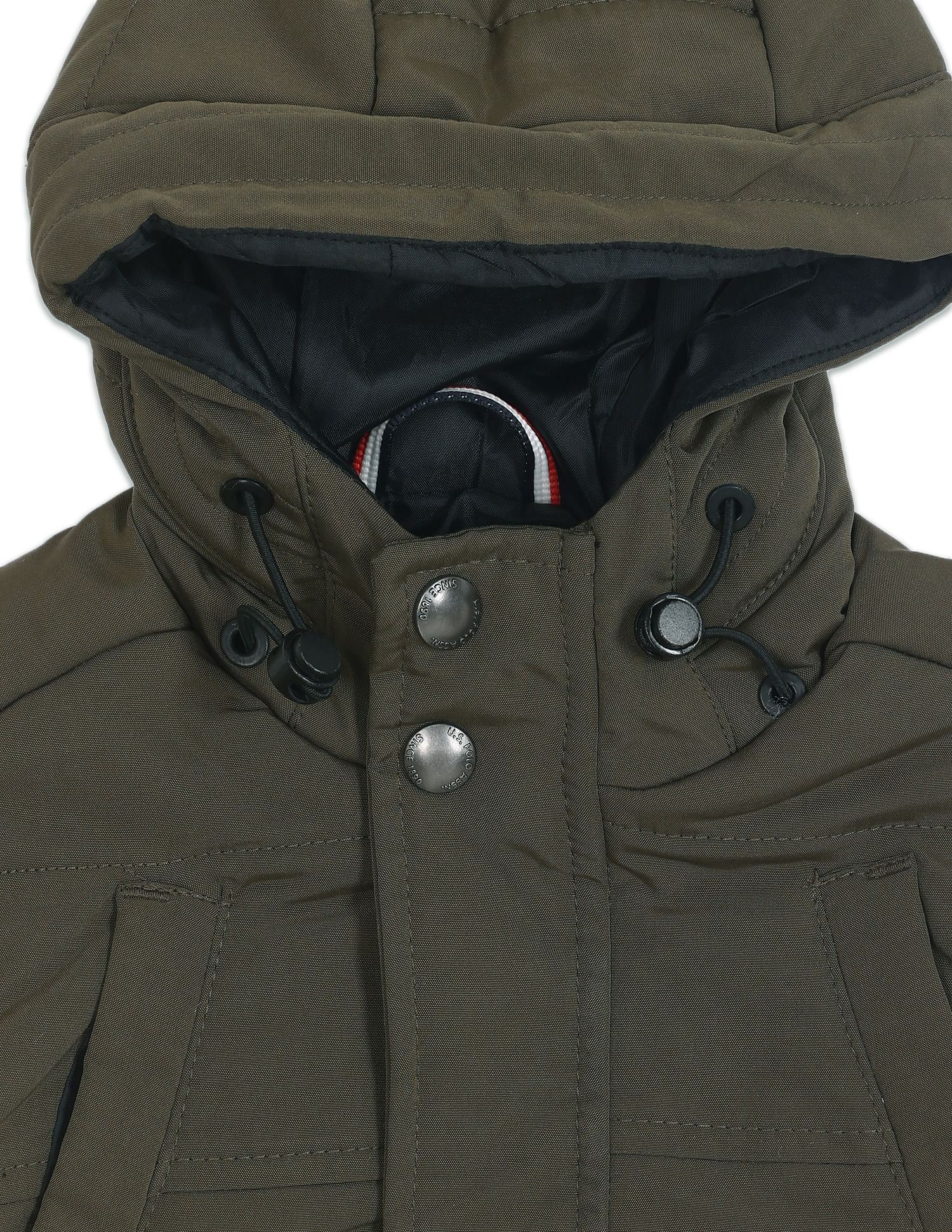 Hooded Solid Polyester Casual Jacket Olive - U.S. Polo Assn. India | Large