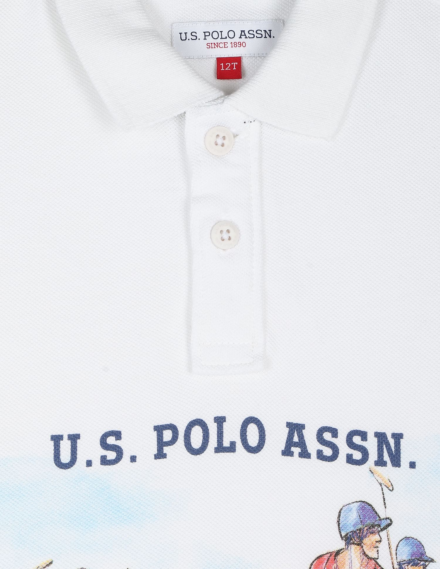 Graphic Print Pique Polo Shirt White - U.S. POLO ASSN. | Large