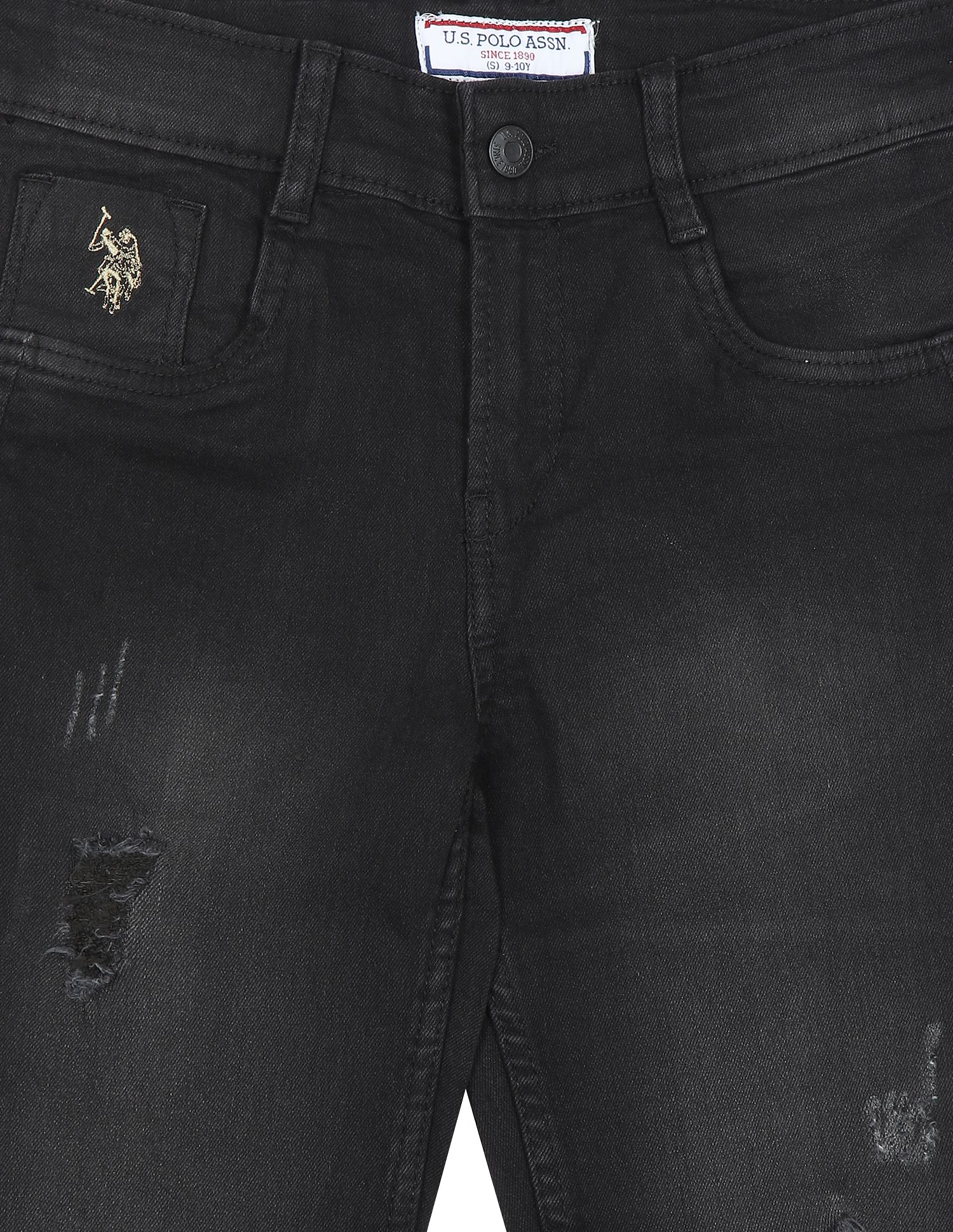 Lightly Distressed Skinny Fit Jeans Black - U.S. POLO ASSN. | Large