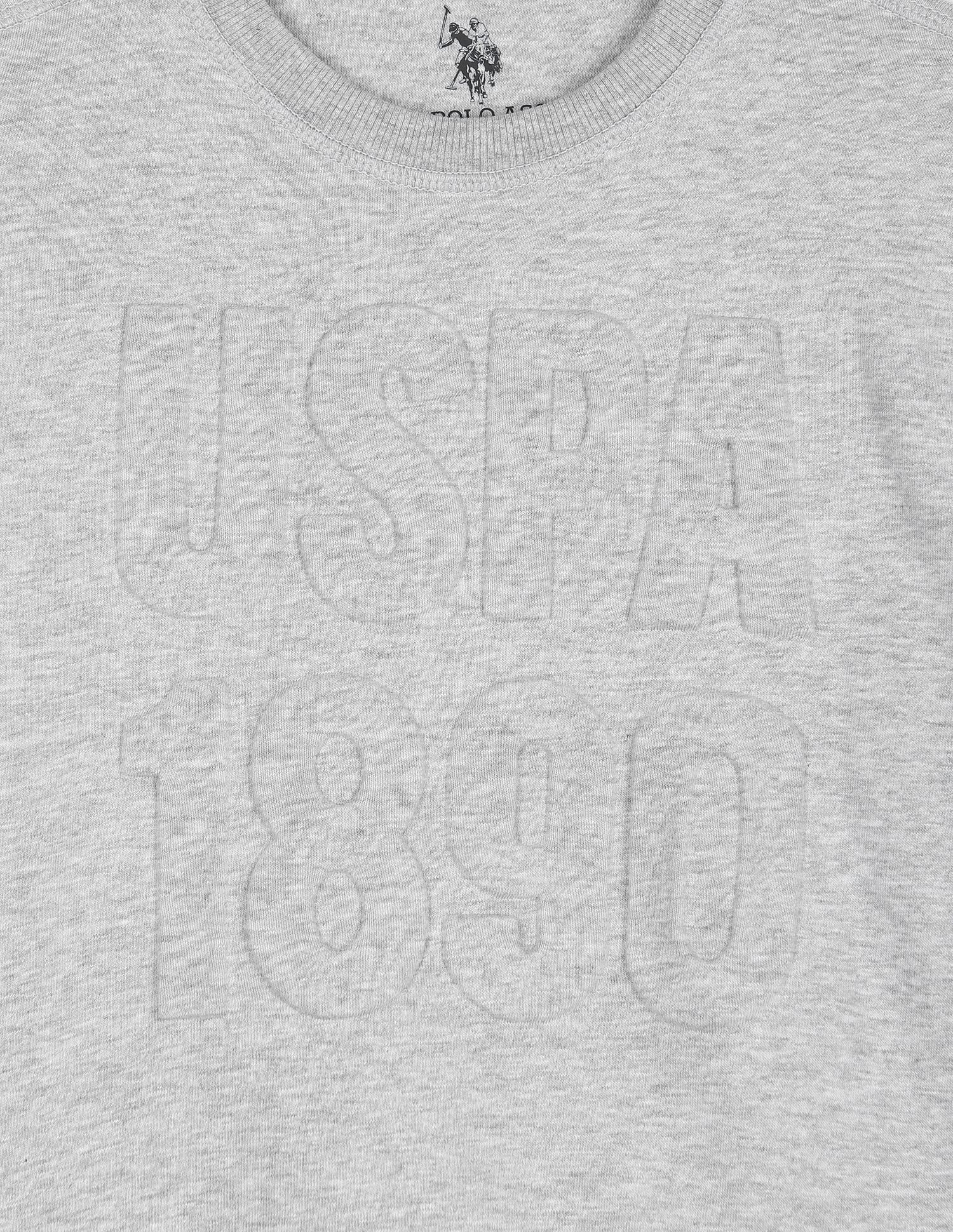 Boys Grey Crew Neck Brand Appliqued Sweatshirt Grey - U.S. POLO ASSN. | Large