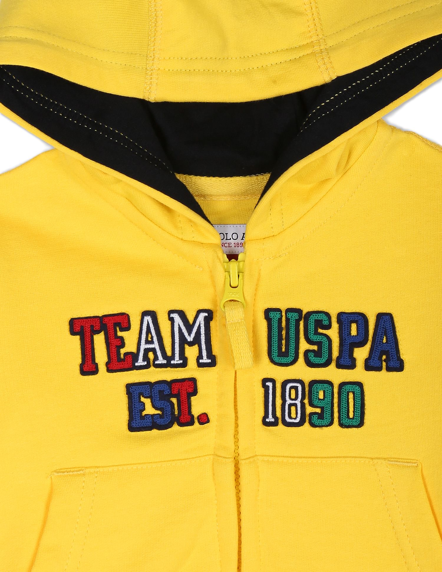 Hooded Appliqued Cotton Sweatshirt Yellow - U.S. POLO ASSN. | Large