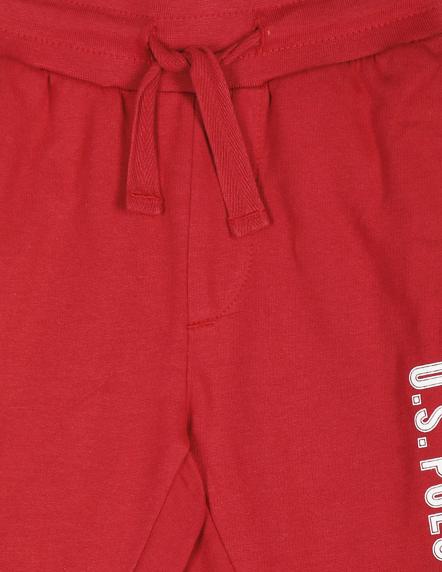 Typographic Print Cotton Joggers Red - U.S. POLO ASSN. | Large