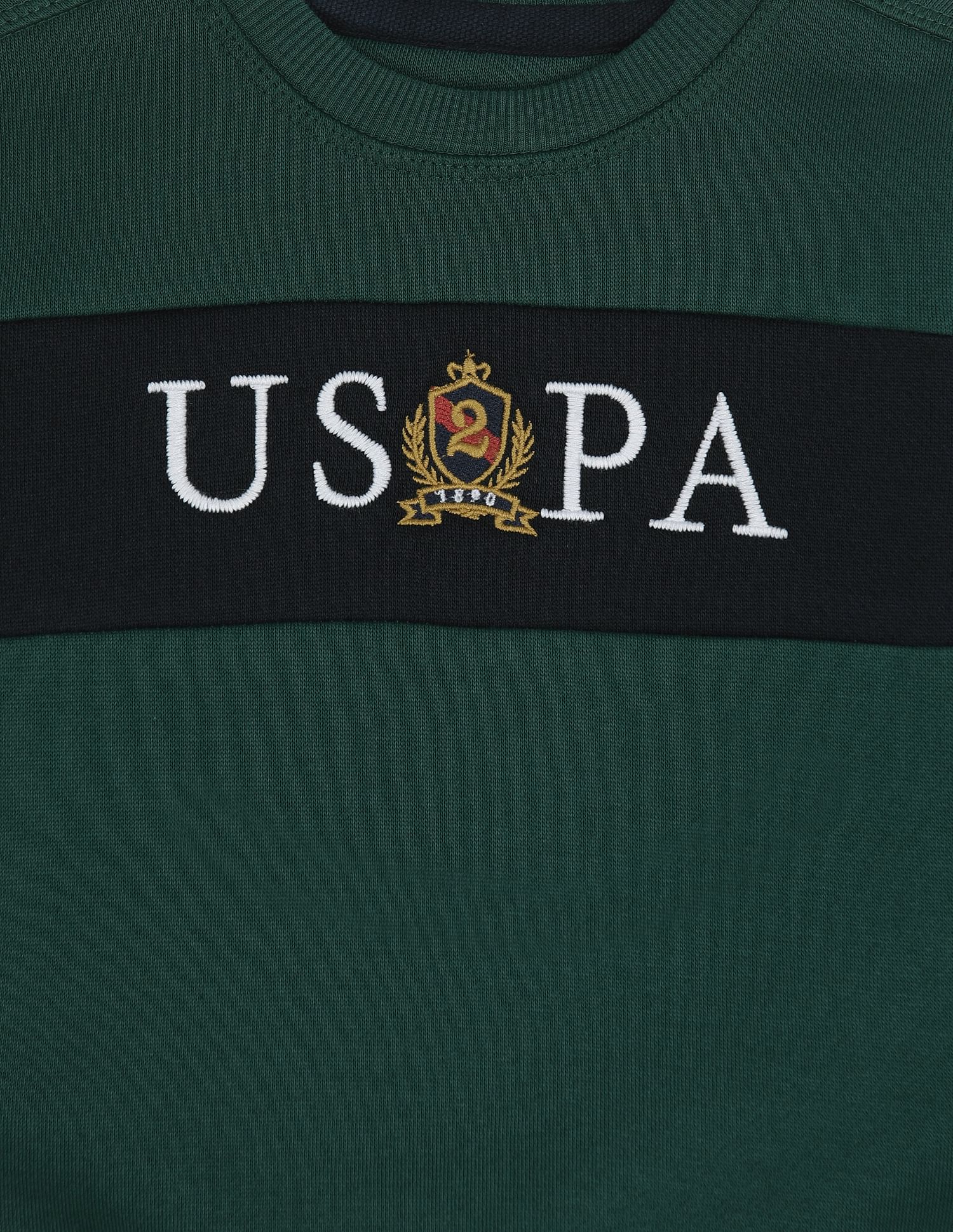 Crew Neck Brand Embroidered Sweatshirt Dark Green - U.S. POLO ASSN. | Large