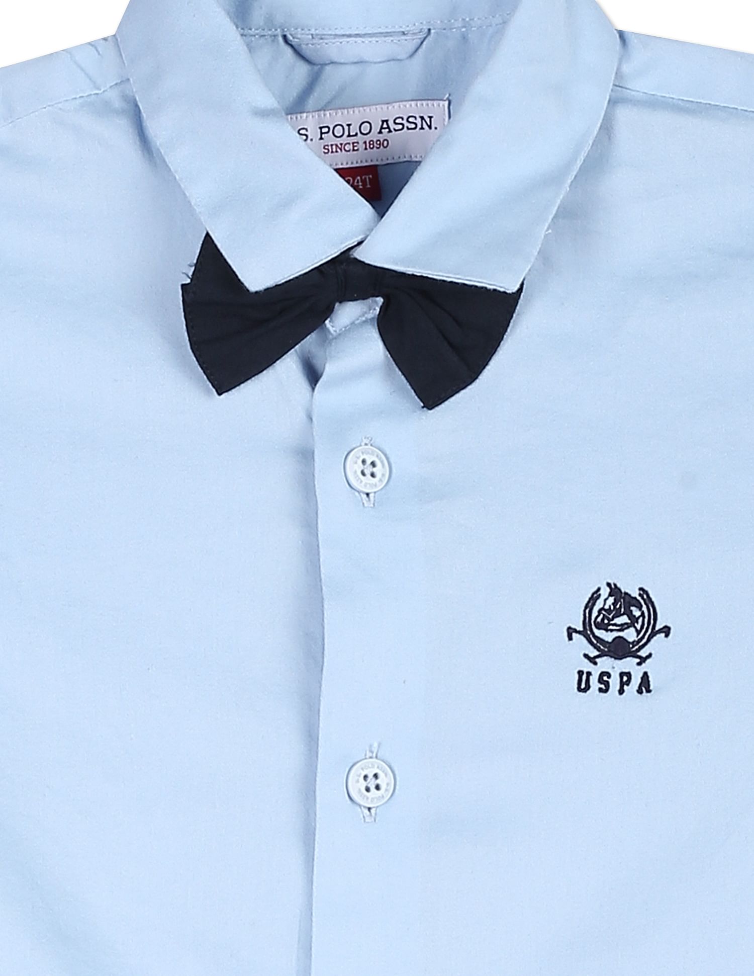 Boys Blue Spread Collar Twill Shirt Blue - U.S. POLO ASSN. | Large