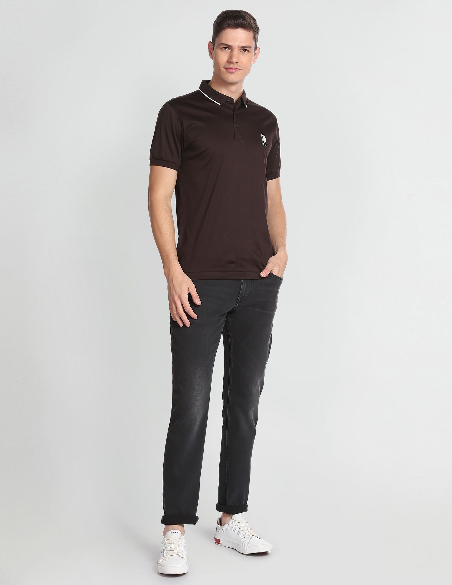 Brandon Slim Tapered Twill Premium Jeans Black - U.S. Polo Assn. India | Large