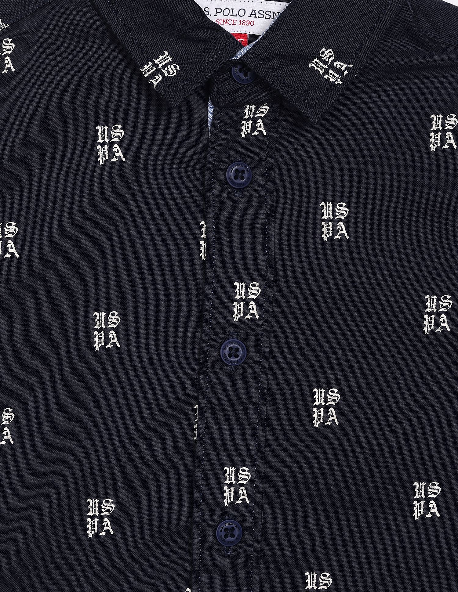 All Over Print Pure Cotton Shirt Navy - U.S. POLO ASSN. | Large