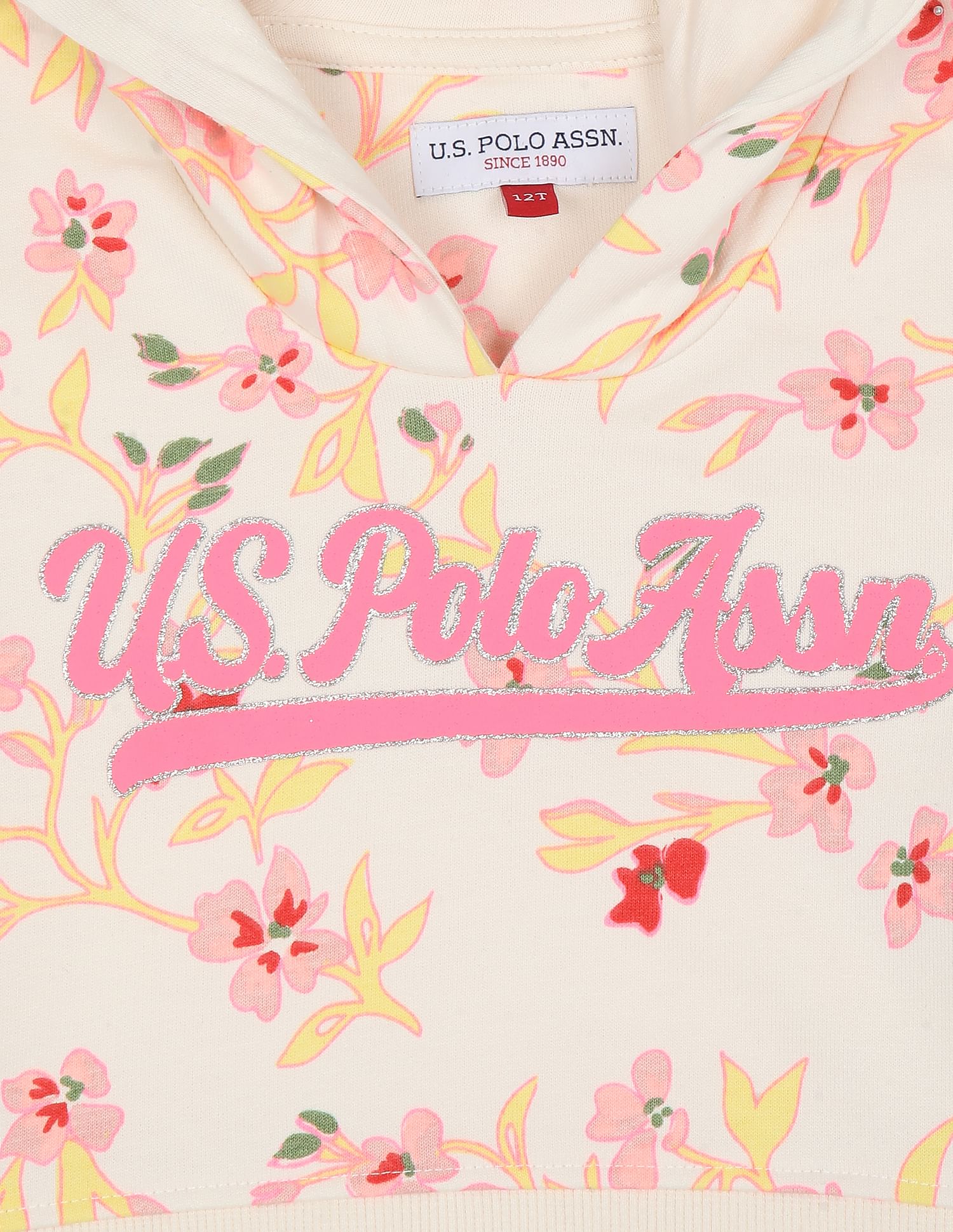 Floral Print Hooded Sweatshirt Off White - U.S. POLO ASSN. | Large