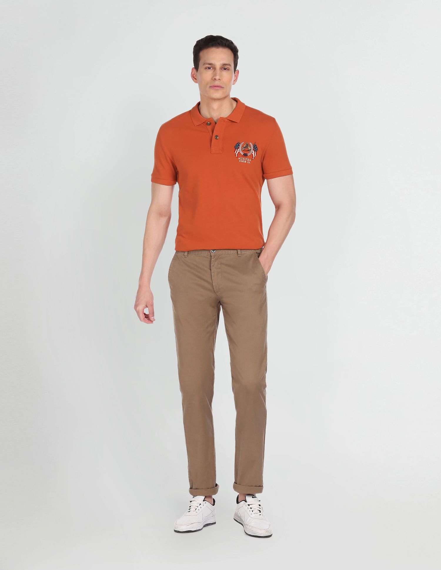 Cotton Solid Polo Shirt Orange - U.S. POLO ASSN. | Large